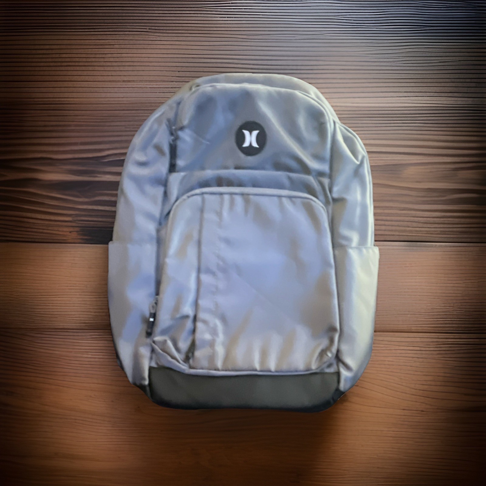 Hurley Gray Black Backpack Zip Closure Adjustable Strap Padded Outer Pockets
