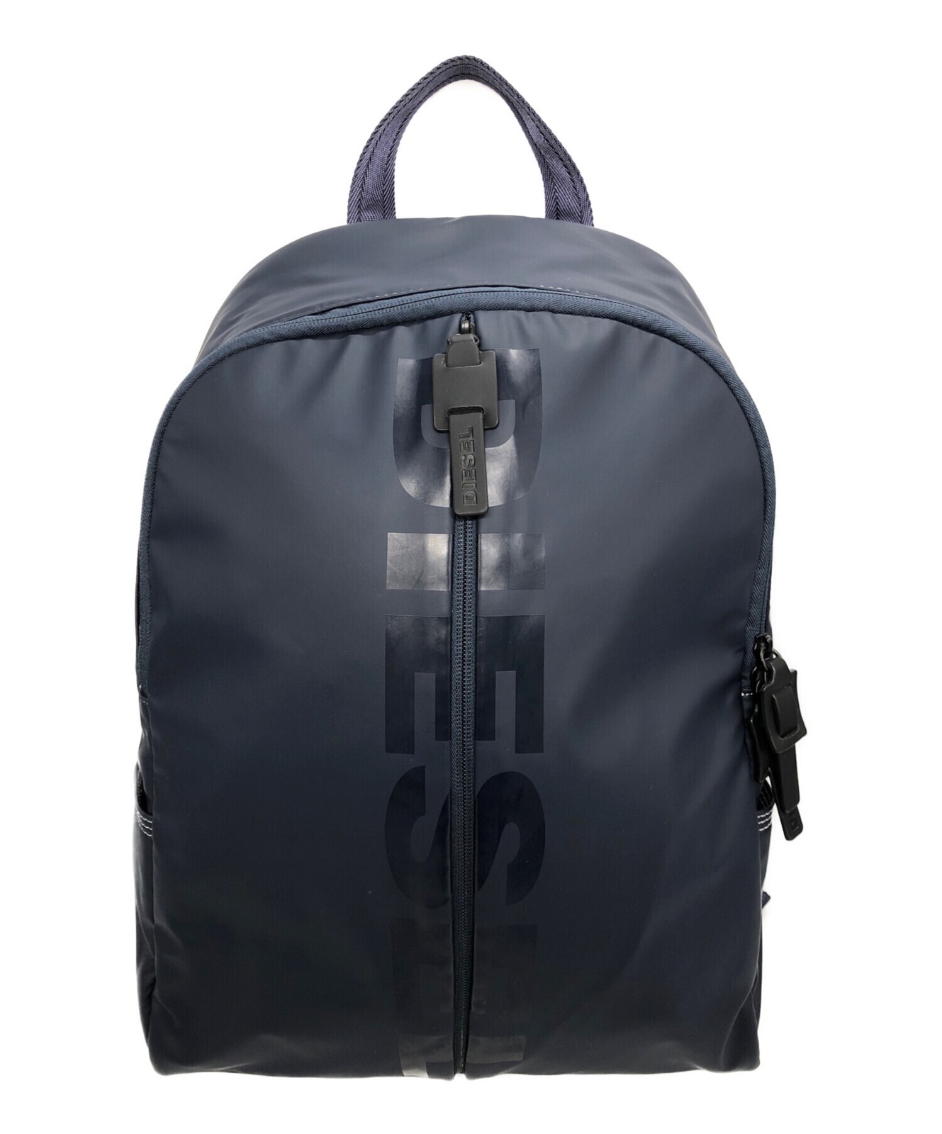 DIESEL Navy Polyurethane Backpack Men Zip Pockets Auth