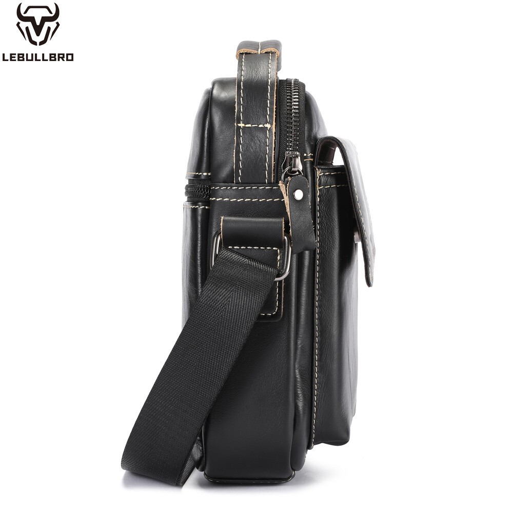 LEBULLBRO Mens Leather Crossbody Sling Bag with Adjustable Strap Shoulder Bag