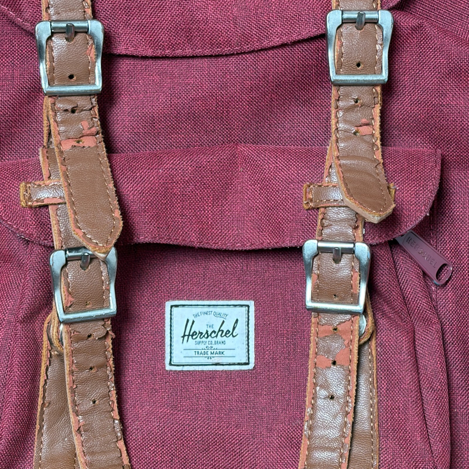 Herschel Maroon Backpack Buckle Closure Adjustable Strap Padded Pockets