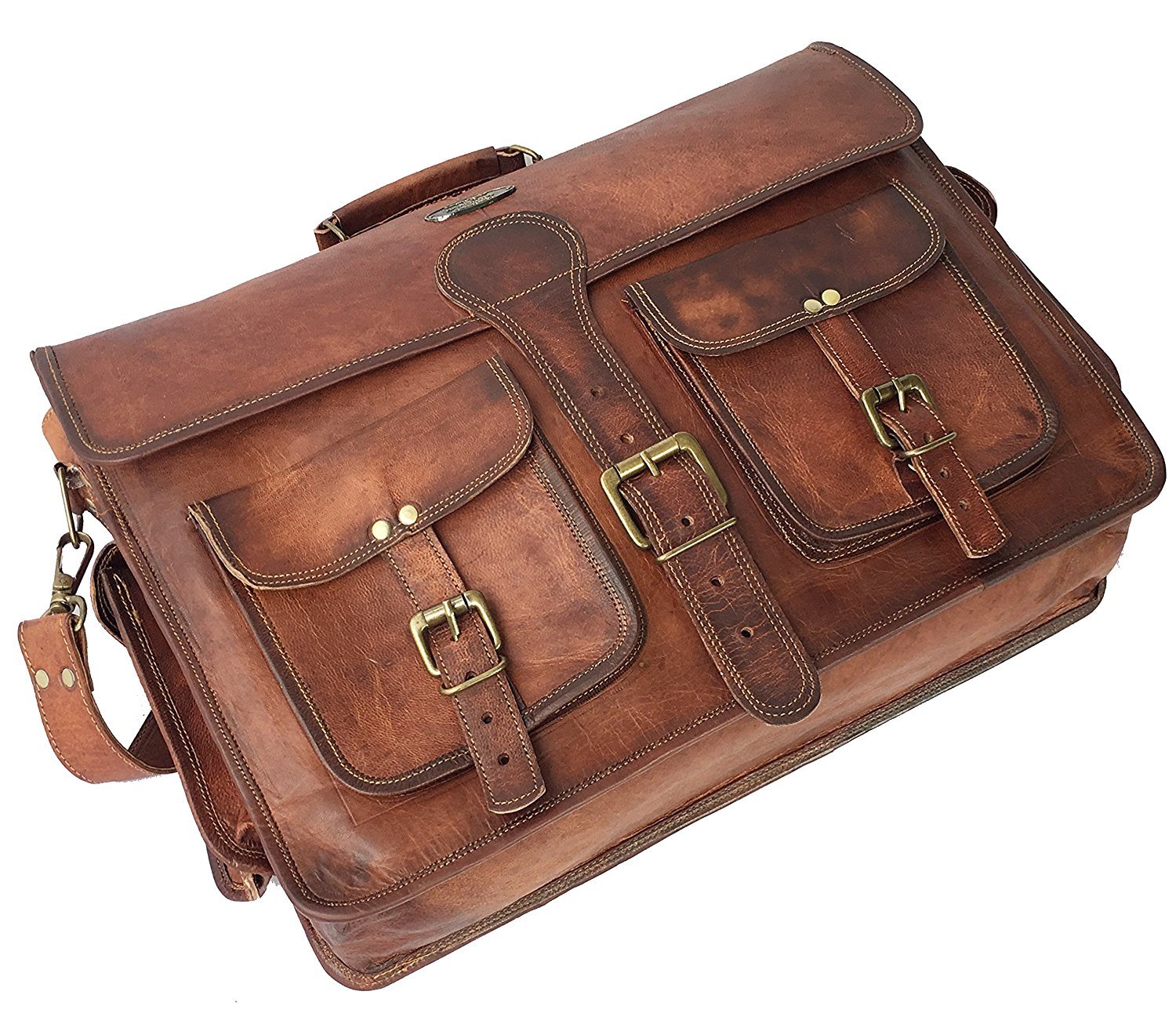 Men’s Genuine Leather Vintage Laptop Handmade Briefcase Bag Satchel Messenger