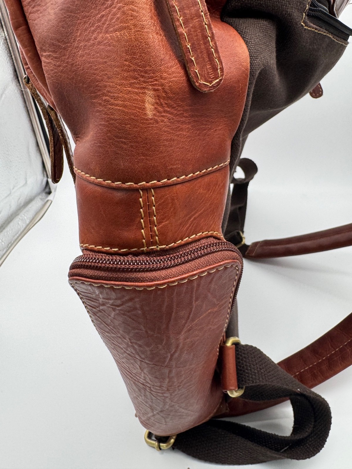Marco Daniela distressed brown genuine leather backpack / laptop bag