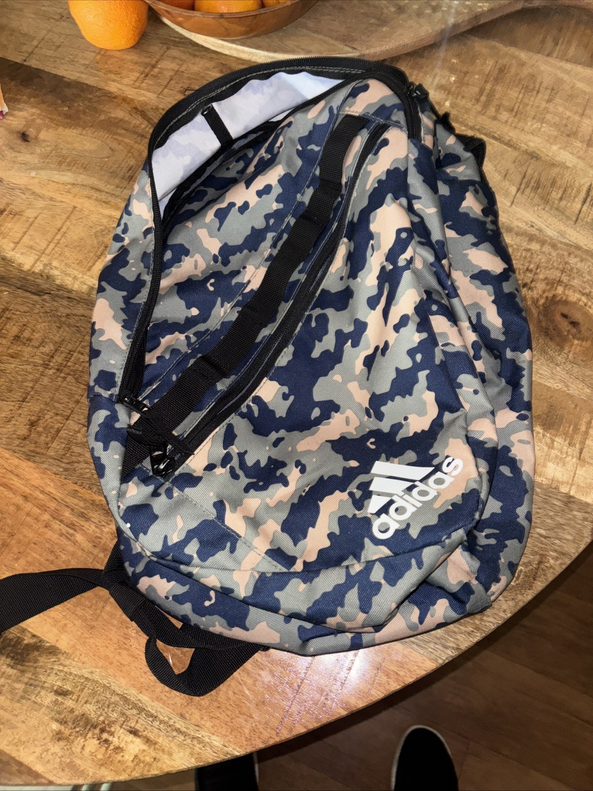 Adidas Prime Sling Single Strap Crossbody Backpack Camo Crew Navy Beige New