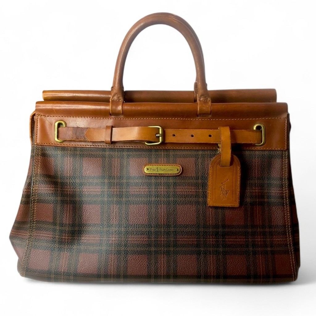 RALPH LAUREN Tartan Plaid Doctor’s Boston Weekend Suitcase Briefcase Travel Bag