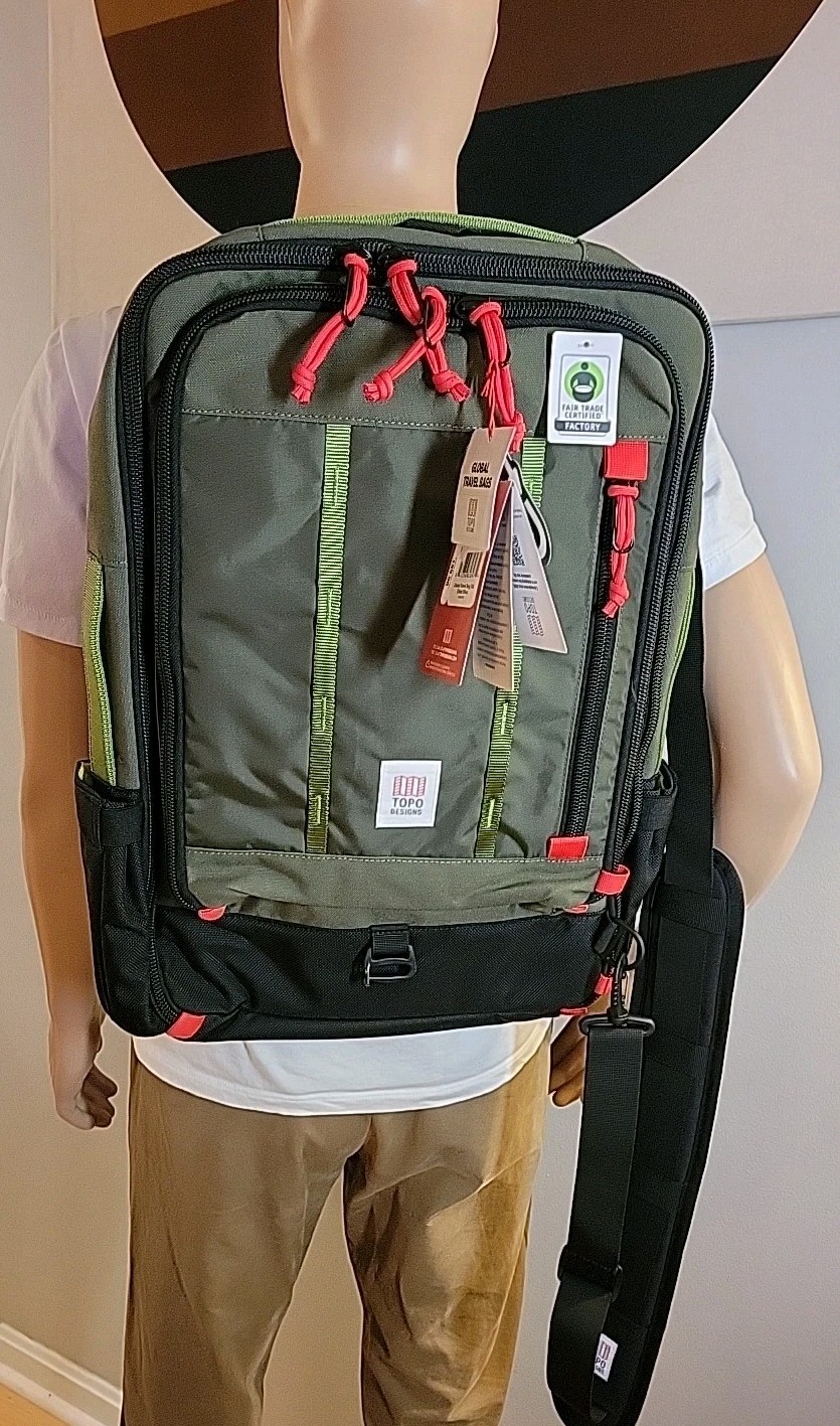 NWT Topo Designs 30 L Global Travel Bag Shoulder Bag Backpack Olive/Olive