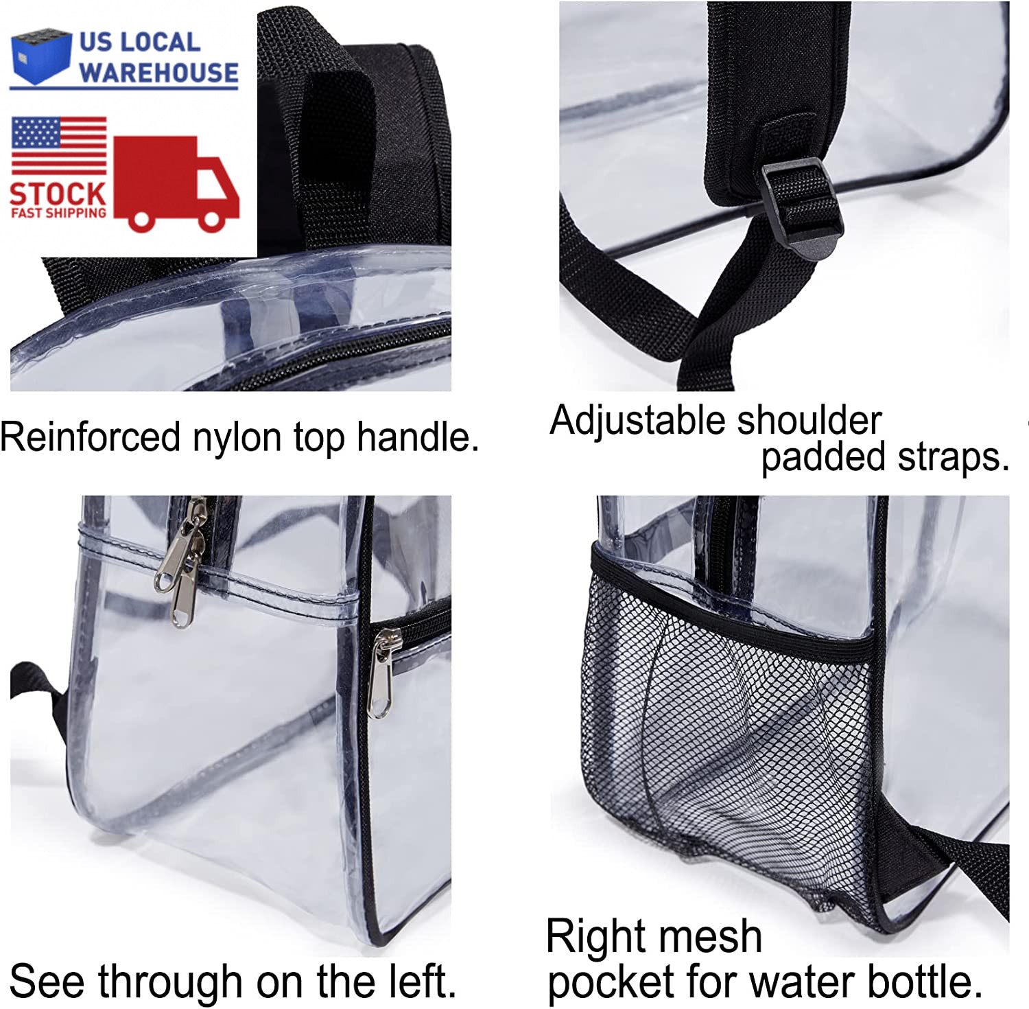 Stadium-Approved Mini Clear Backpack: Durable, Waterproof & Comfortable New