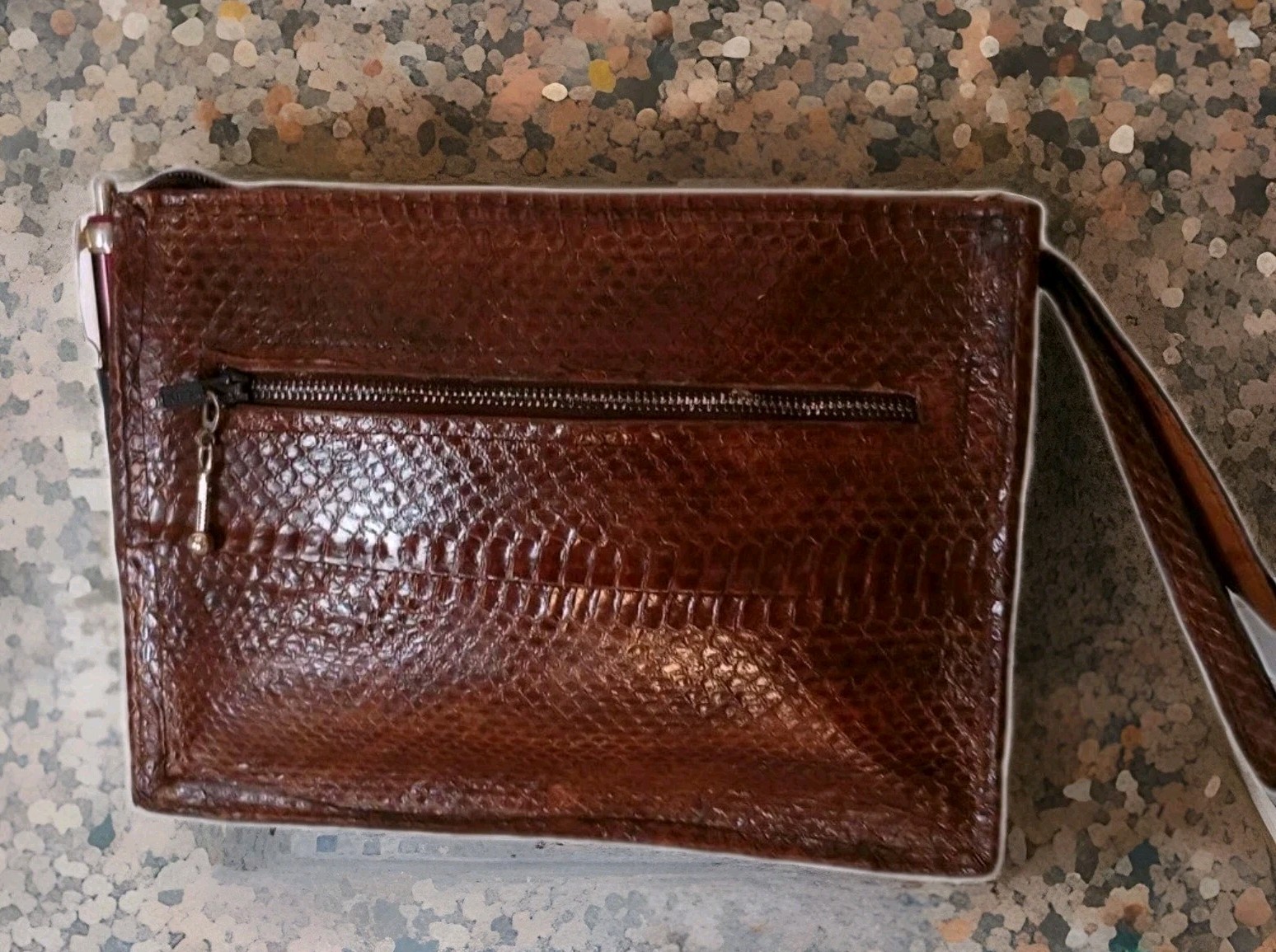 Men’s Brown Snakeskin Hand Messenger Pouch