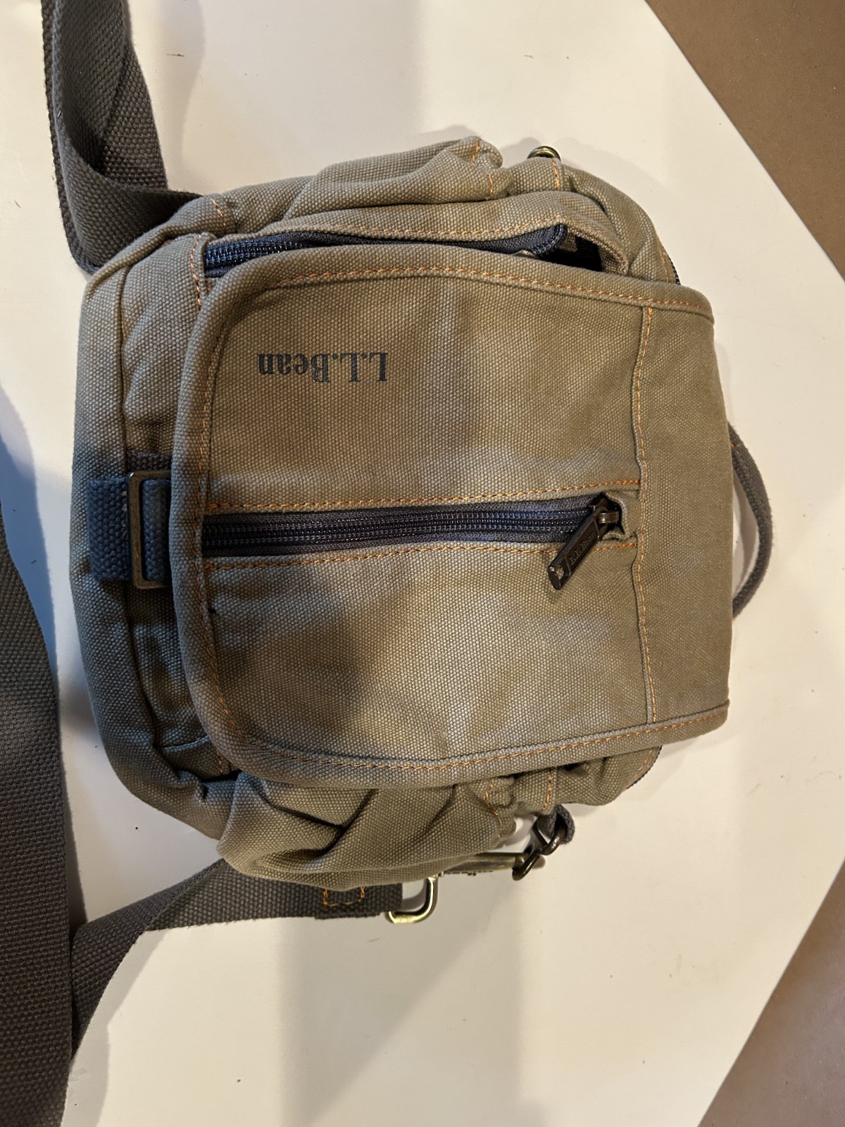 LL Bean Vintage Canvas Messenger Crossbody Bag 10 x 10″ Adj Strap