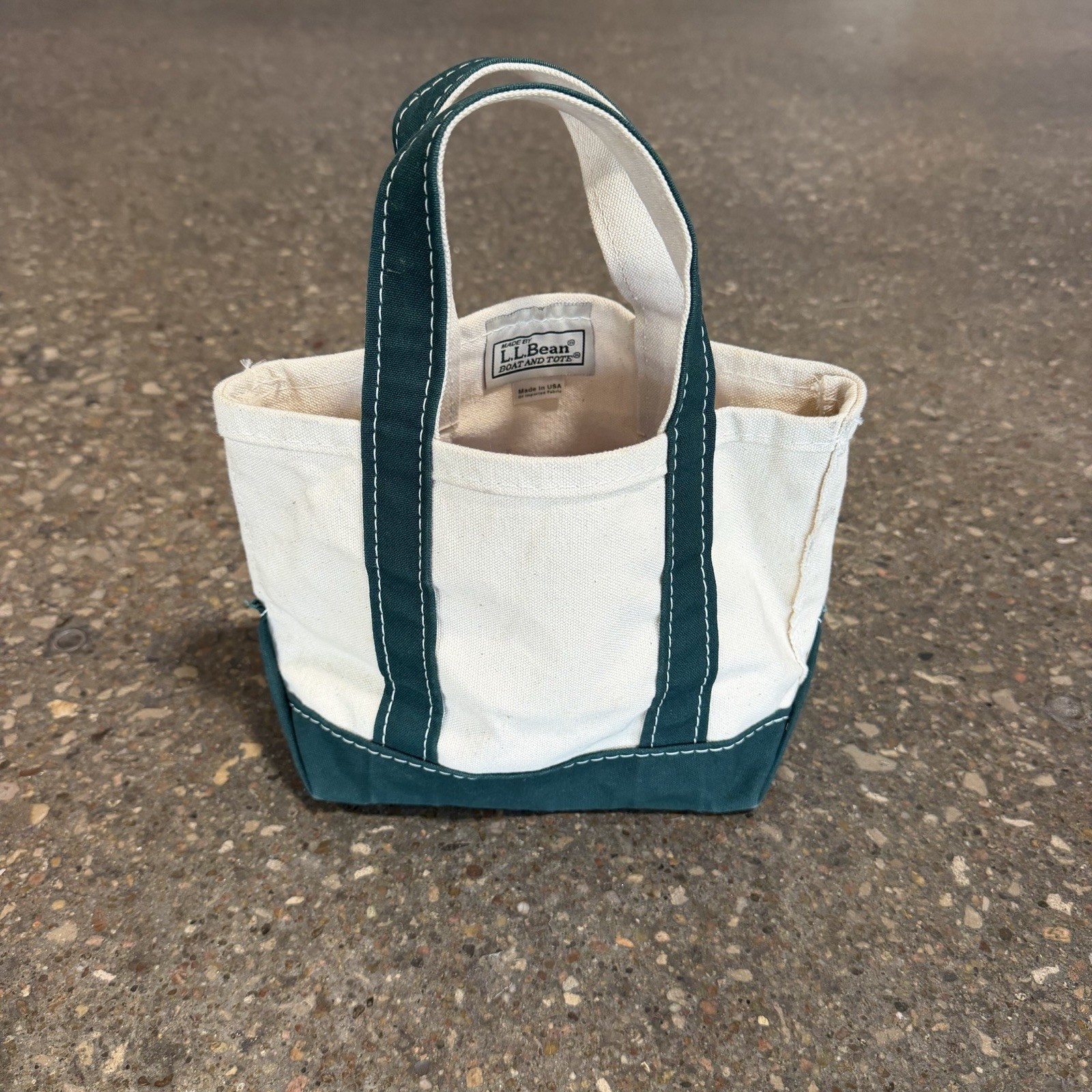 Vintage LL Bean Boat And Tote Bag Mini Forest Green Canvae Made In USA 11×7