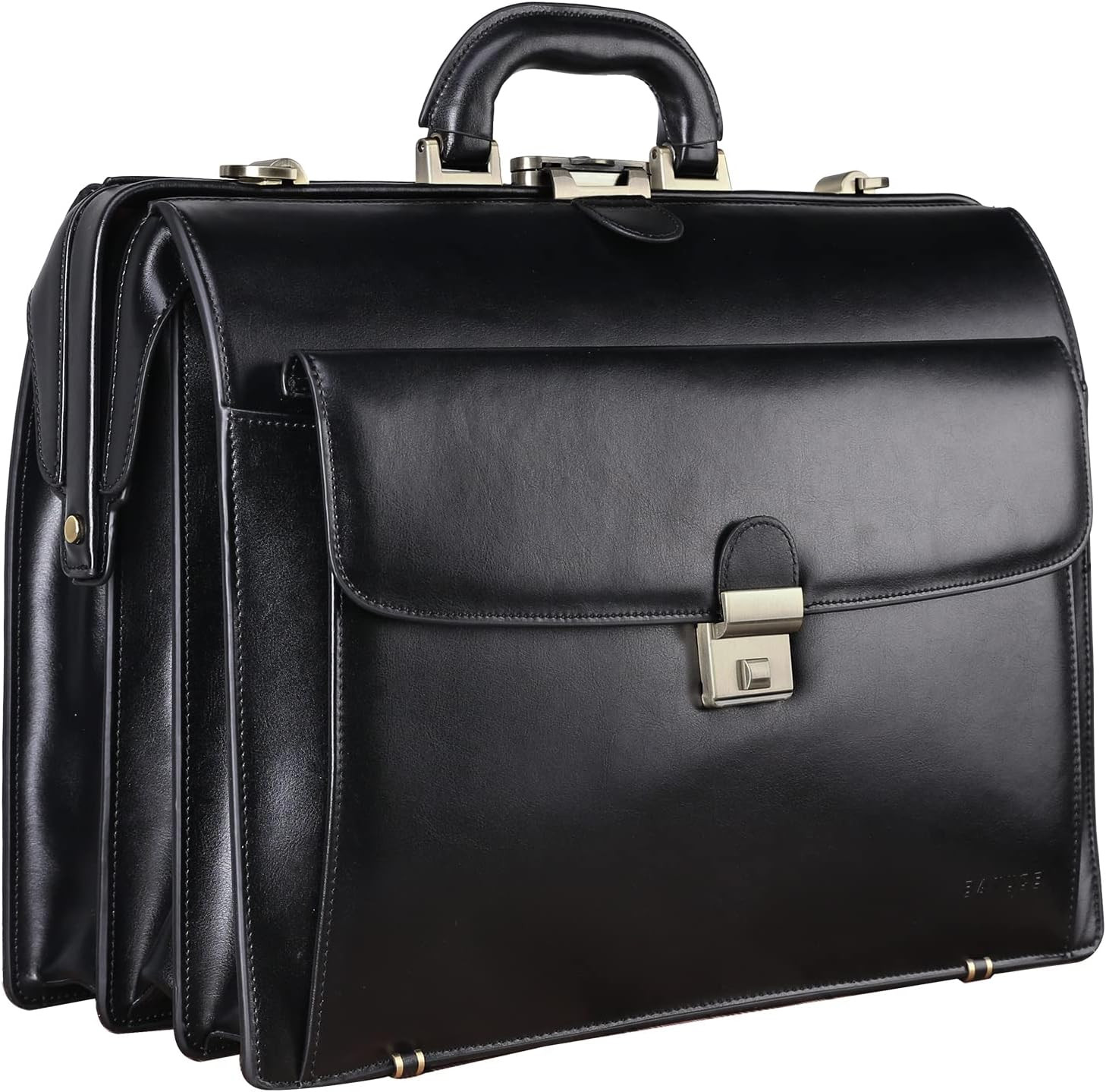 Elegant Large Leather Briefcase for Men – 15.6″ Lockable Attache Case