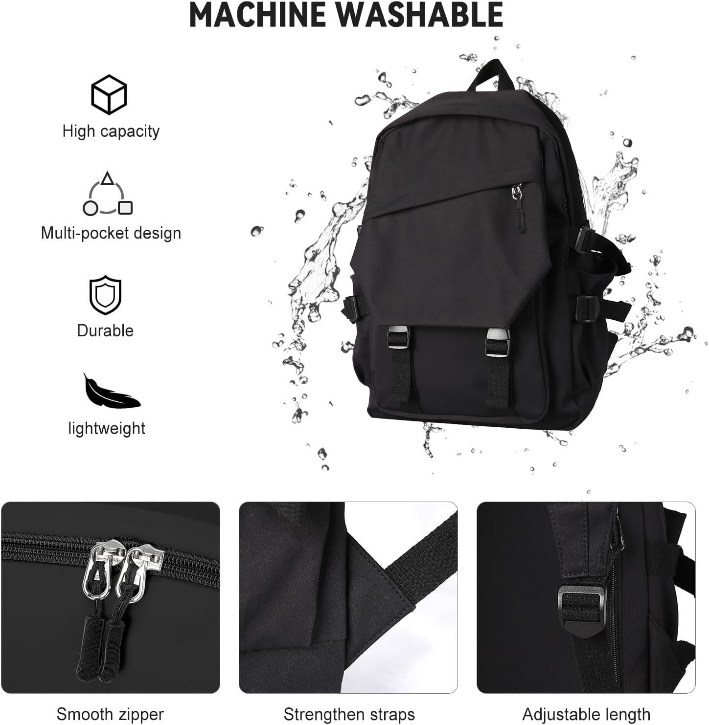 Casual Daypack Large Upgraded Version College Laptop Backpack for Men Women Wate