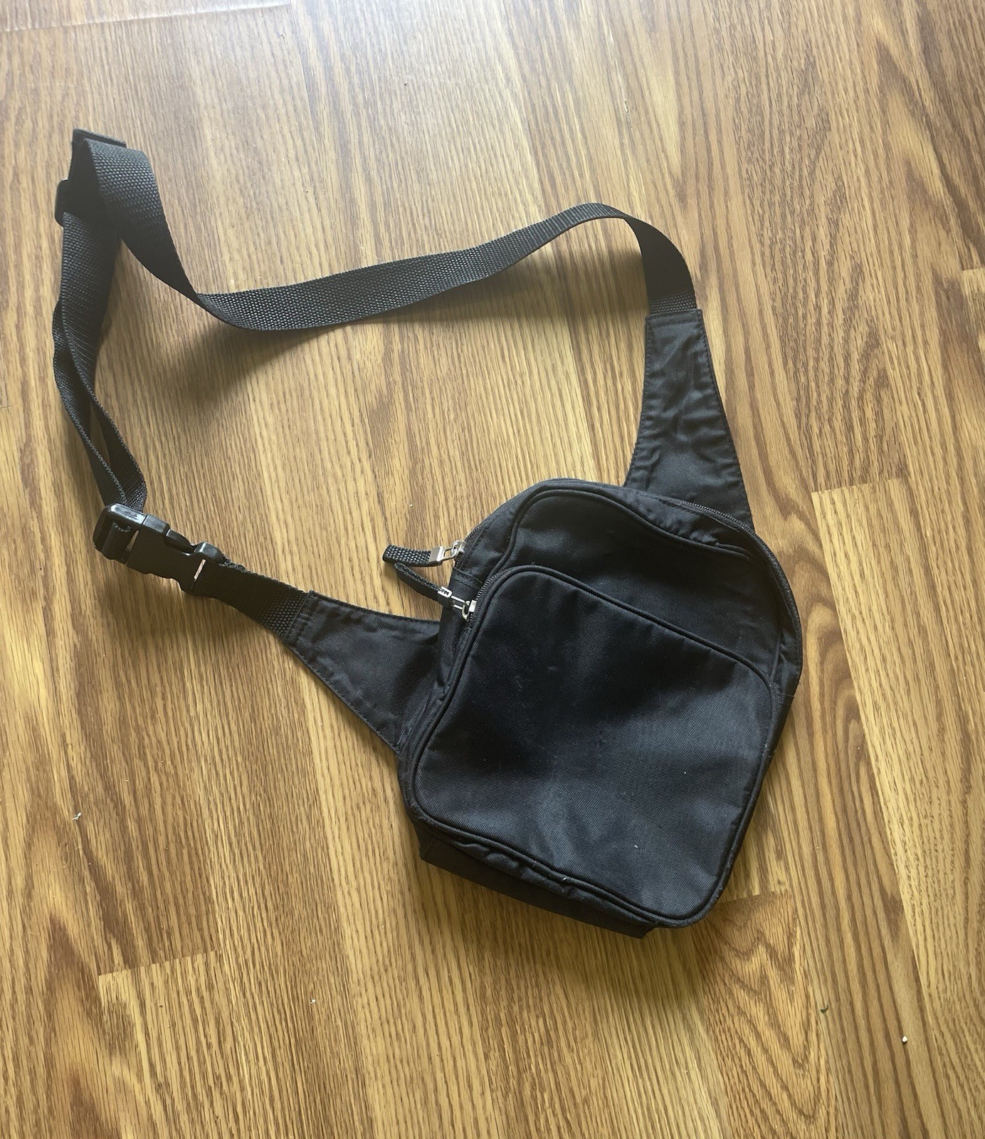 Indeed Black Small Crossbody Sling Bag, Zip Closure, Adjustable Strap