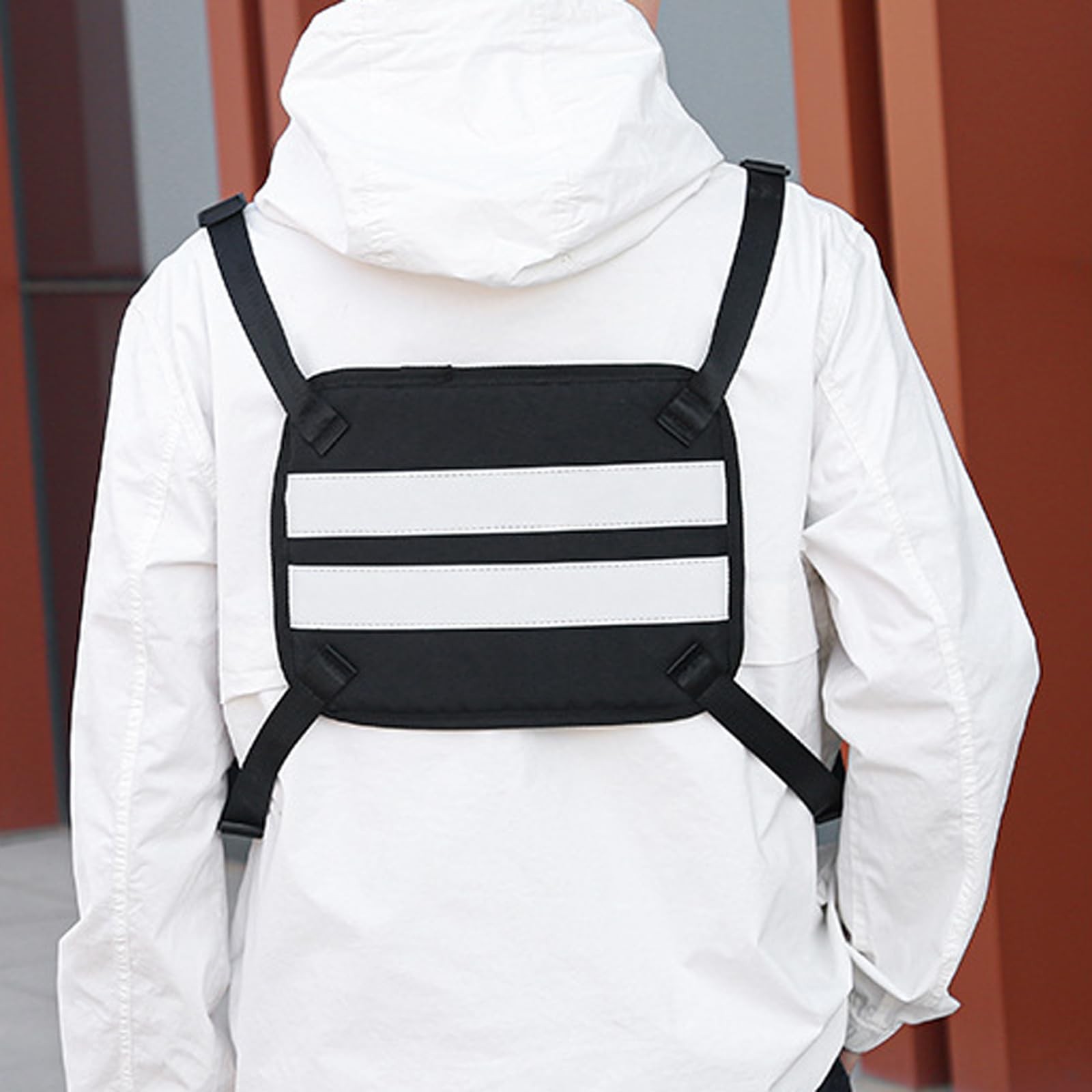 Unisex Black Chest Bag Street Hip Hop Trendy Vest Sports Backpack
