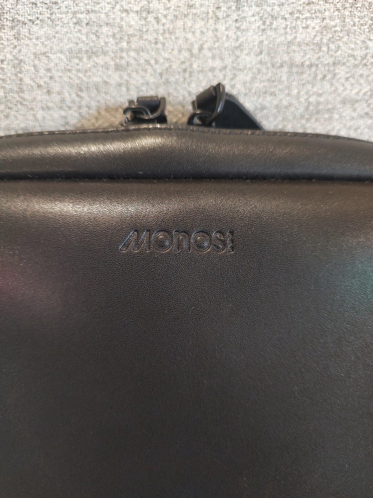 Monos Black Toiletry Case Zip Around Vegan Leather-Used