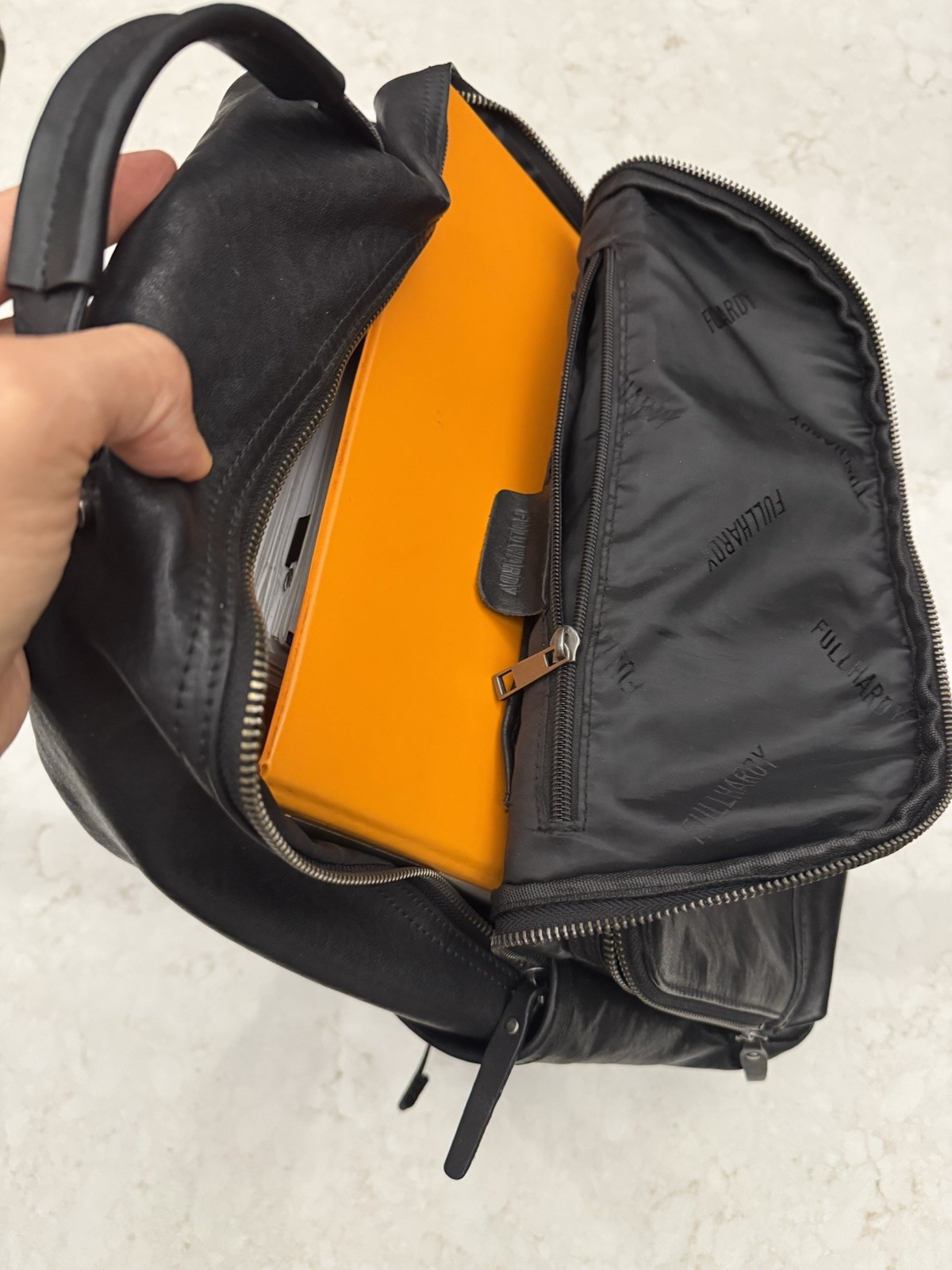 Business Style Black Backpack Multi-Zip Zip Closure Top Handle Adjustable Strap