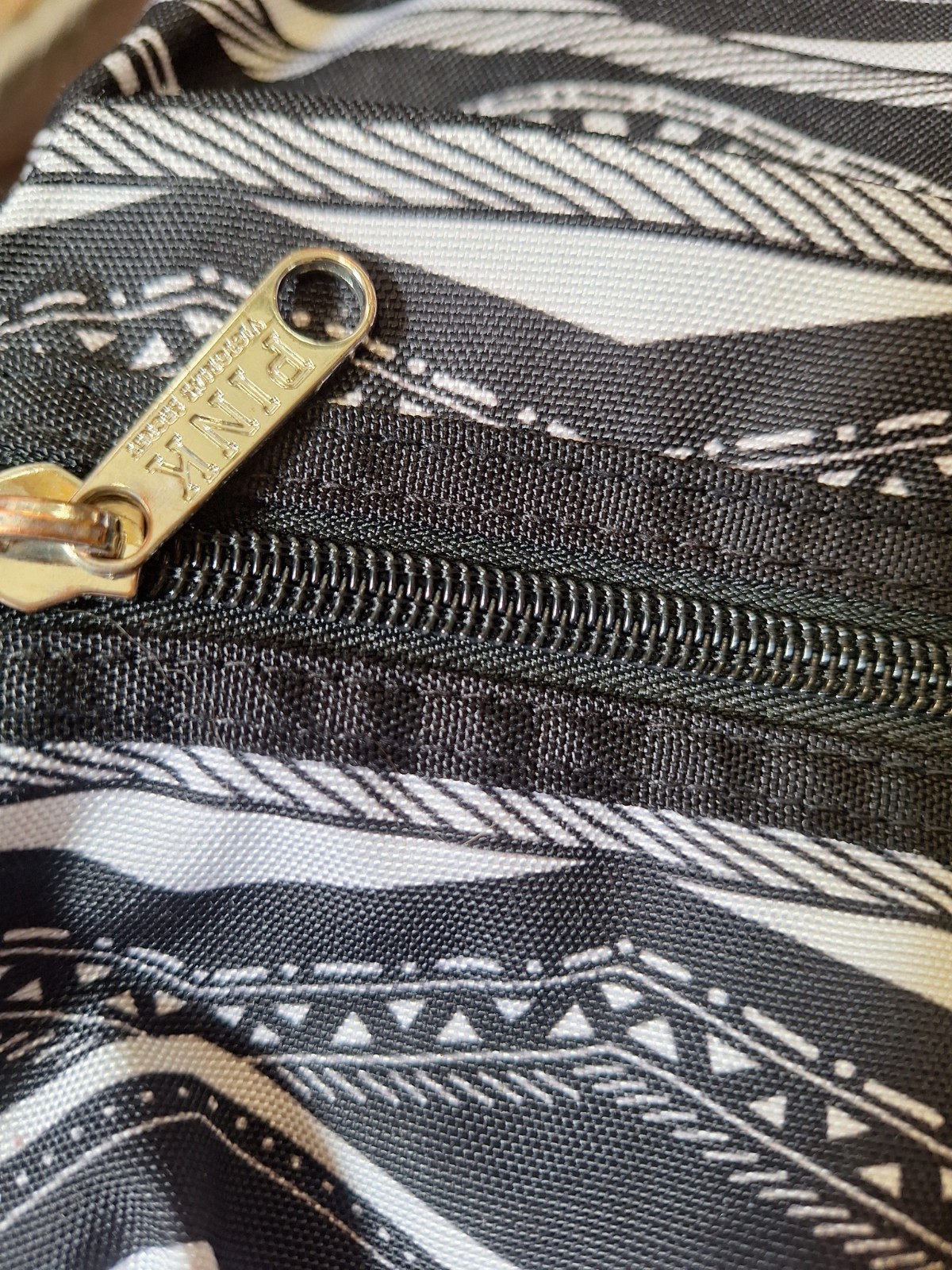 Victoria Secret Black & White Geometric Zip Backpack w/ Adjustable Straps