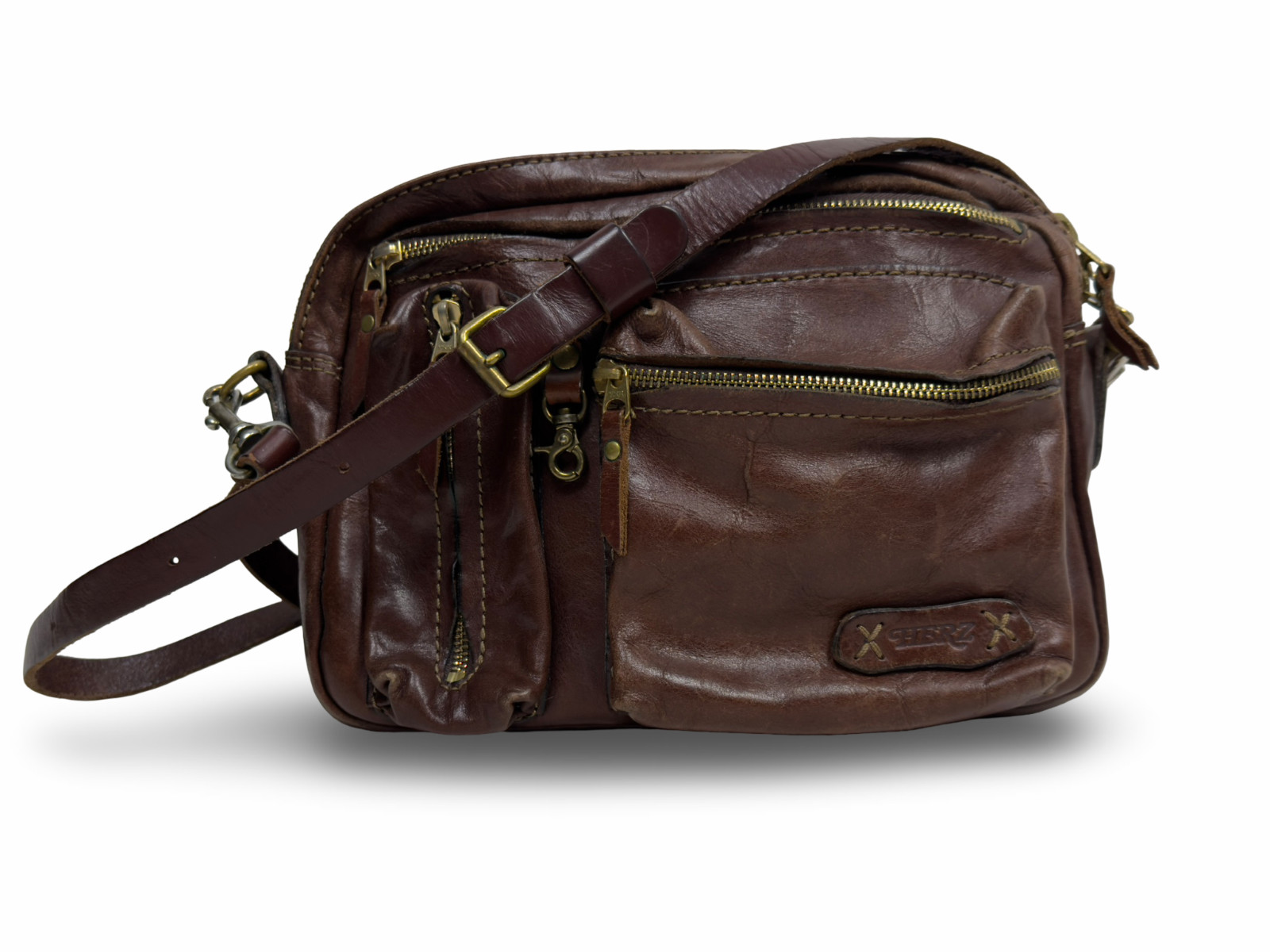 Herz Bag Leather Handmade 2way Multifunctional Shoulder Brown Unisex