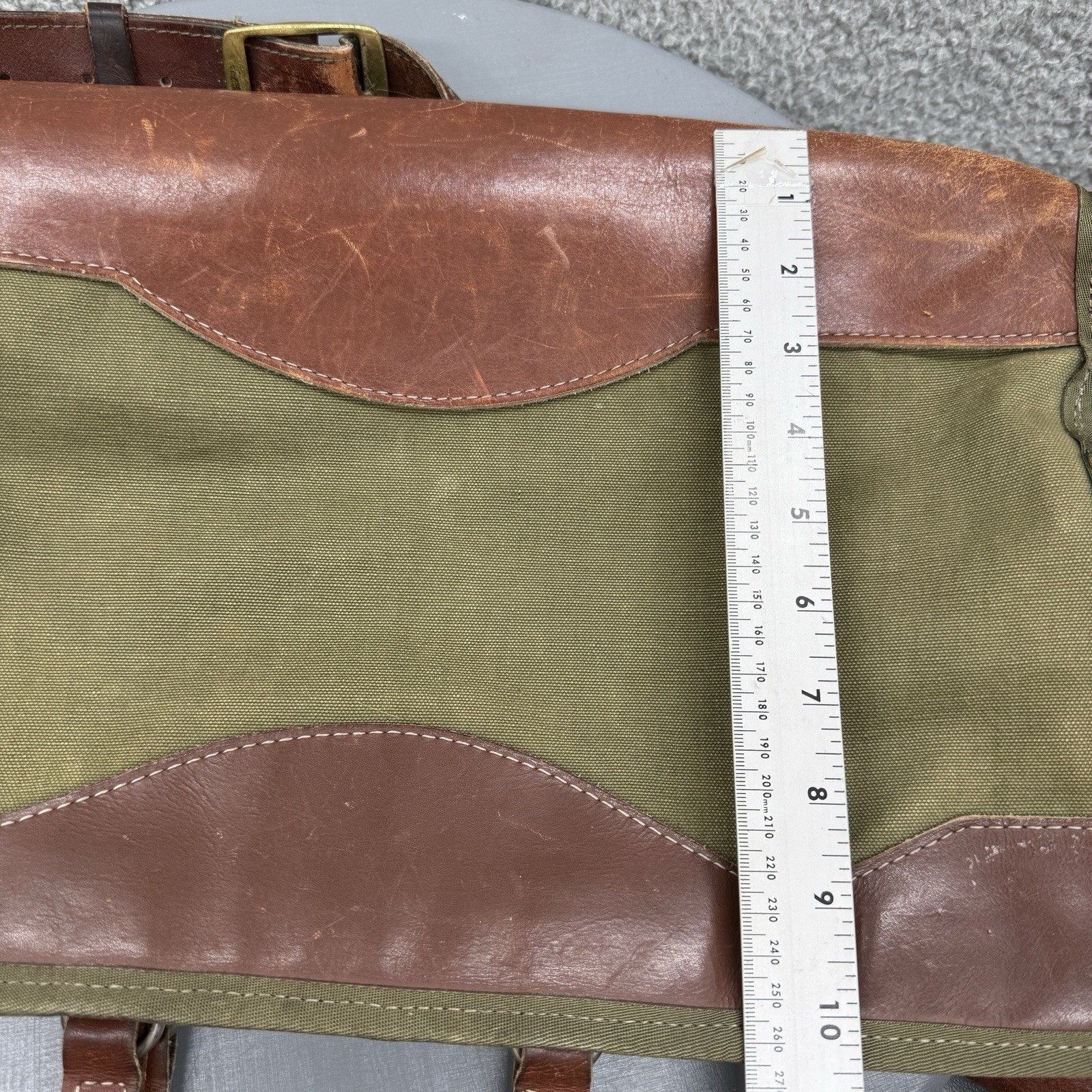 Vintage Orvis Canvas & Leather Briefcase Messenger Bag Shoulder Bag USA Green Ta