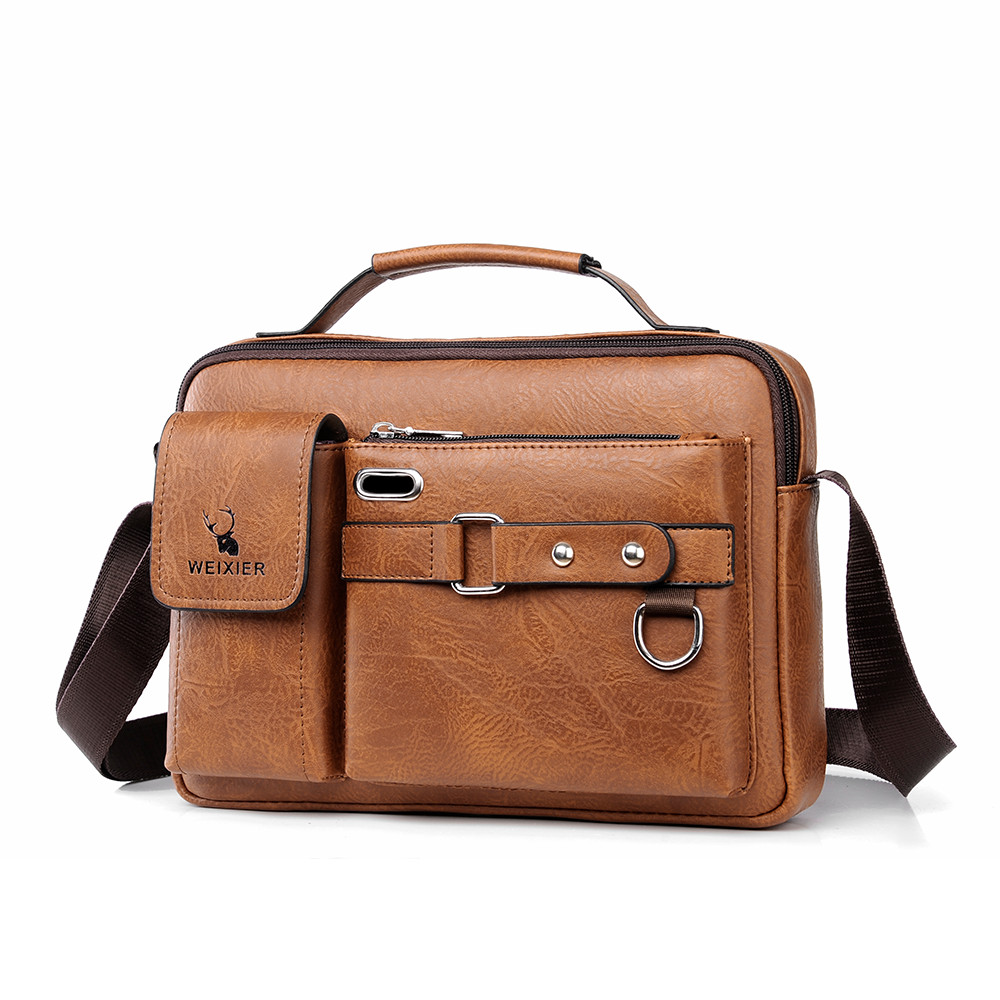 Men’s Leather Messenger Bag Waterproof Handbag Cross Body Tote Shoulder Satchel