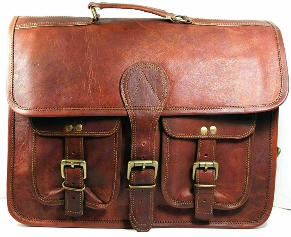 Leather Men’s Genuine Messenger Shoulder Laptop Case Bag Handmade High Profile