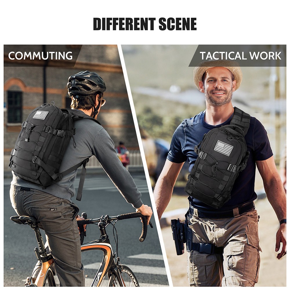 Tactical Sling Bag for Men:12L EDC CCW Concealed 2-in-1 Shoulder Bag Backpack