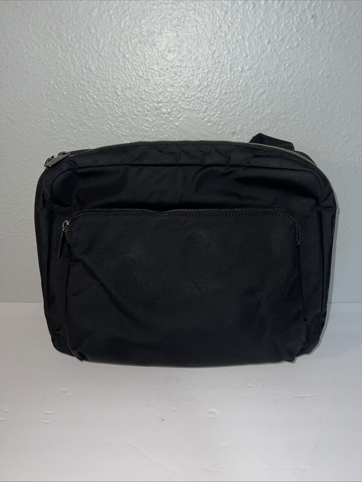 Away Travel Messenger Bag Black Nylon Crossbody Tech Laptop Bag Minimalist