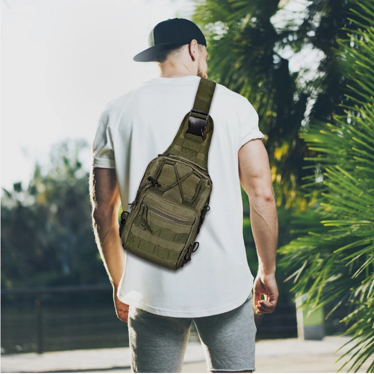 Mens Backpack Tactical Sling Shoulder Bag Molle Travel Chest Pack Outdoor Hiking