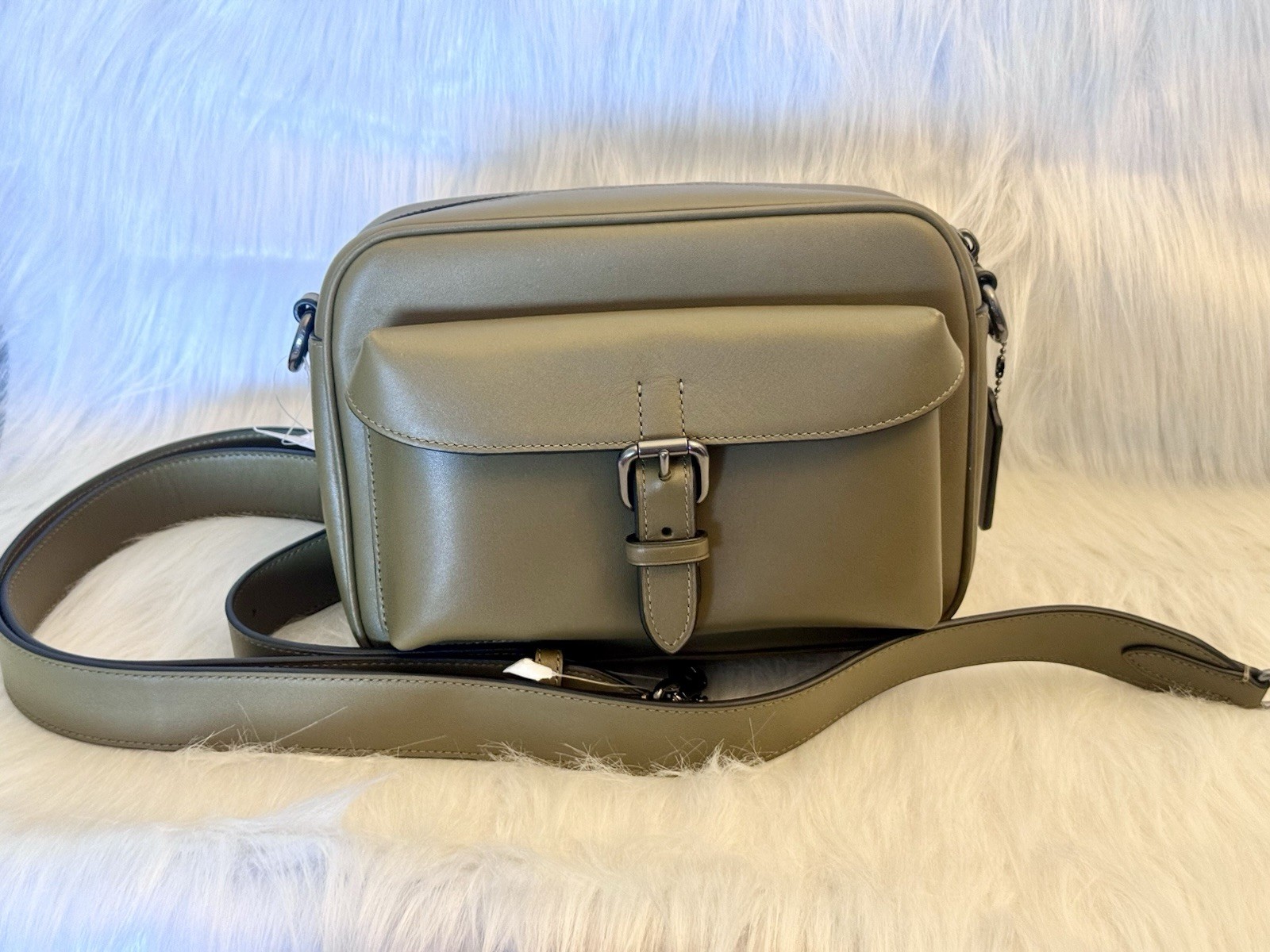 NWT COACH MEN’S Warner Crossbody Bag Smooth grain leather CBI63 QB/GREEN