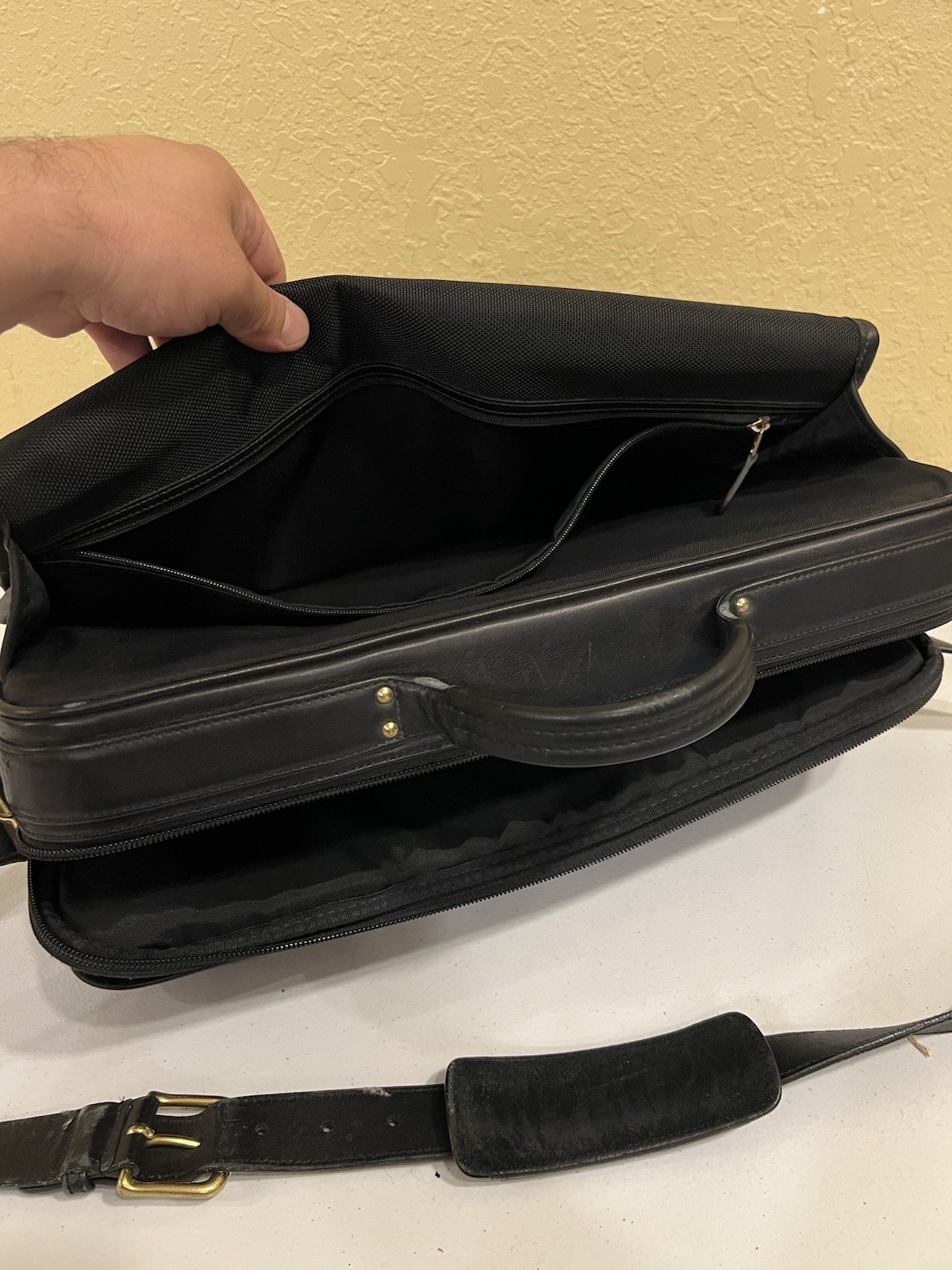 COACH Prescott Diplomat Black Leather Briefcase 0532 Turnlock Organizer Laptop