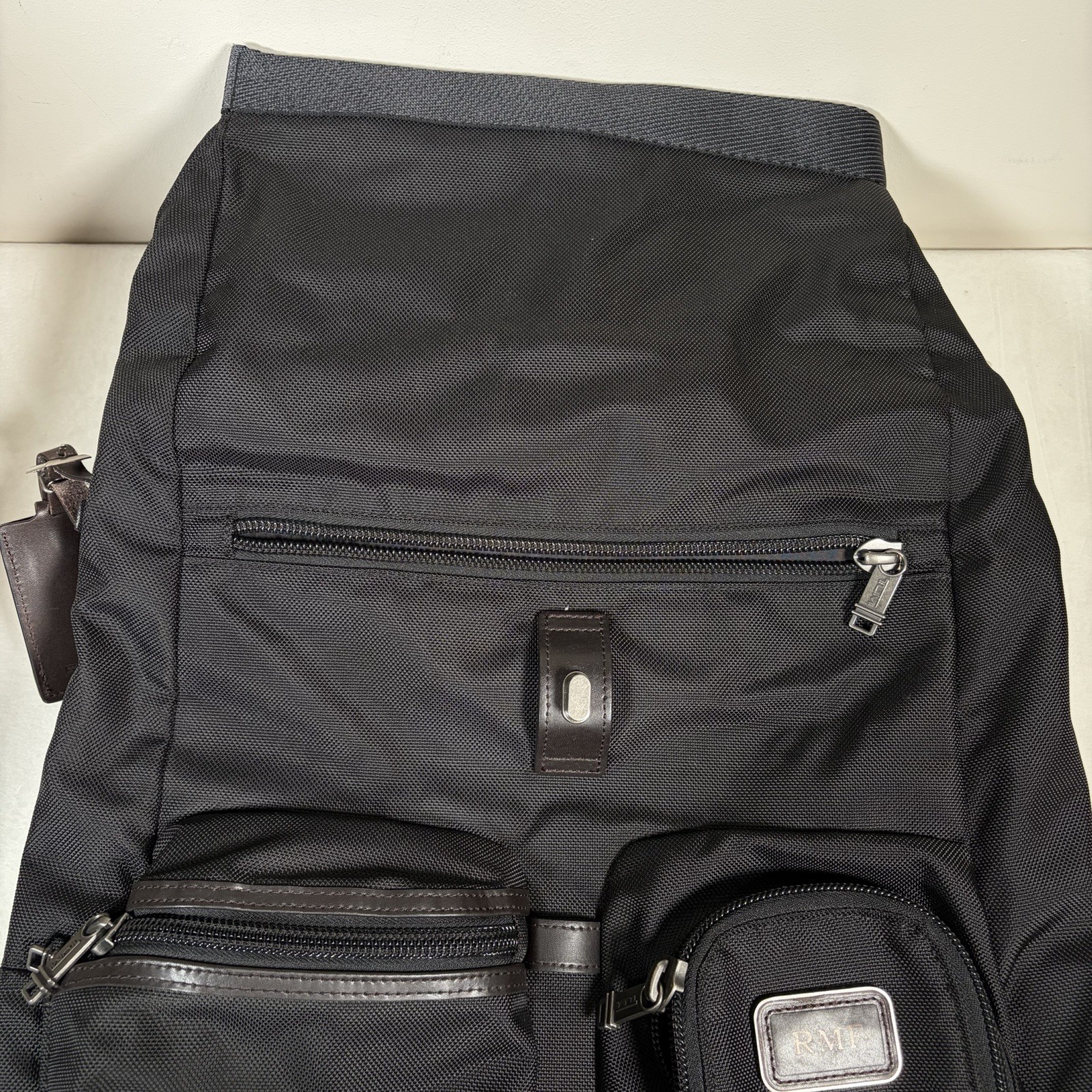 Tumi Alpha Bravo Luke Roll-Top Backpack Black Brown Ballistic Nylon Carry On Bag