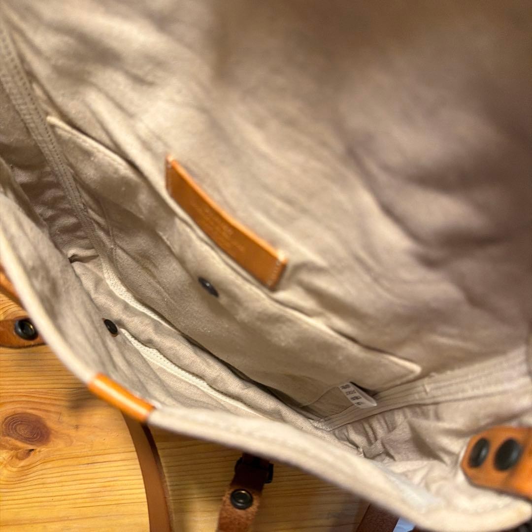 Porter Irish Linen Shoulder Bag Leather Detail Used Japan