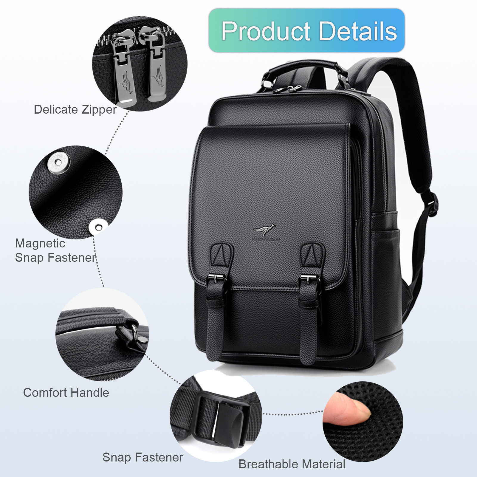 Business Mens Genuine Leather School Backpack Laptop Travel Waterproof Bag 6010