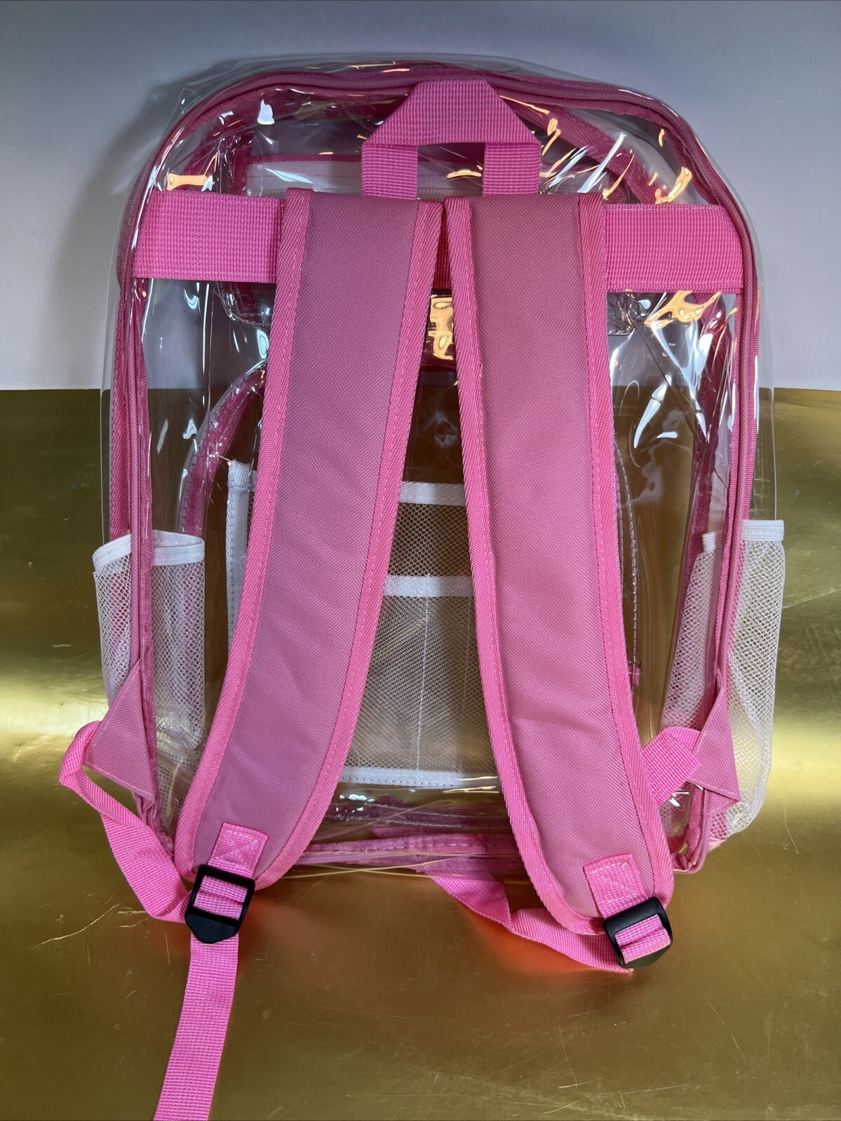 School bag Solid Color Clear Backpack Heavy Duty PVC Transparent Stylish Pink