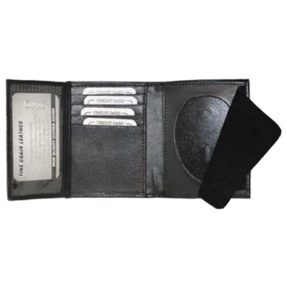 RFID Blocking Black Leather Men’s Conceal Carry Badge Wallet License Heart Shiel