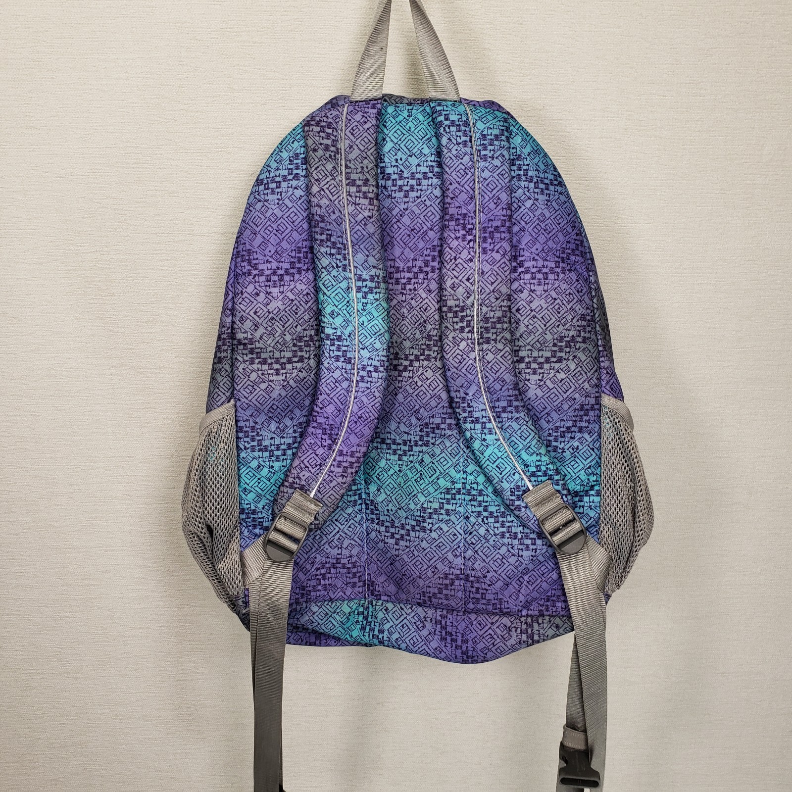 LL Bean Deluxe Book Pack Backpack Purple Blue Geometric Tribal Print School Bag