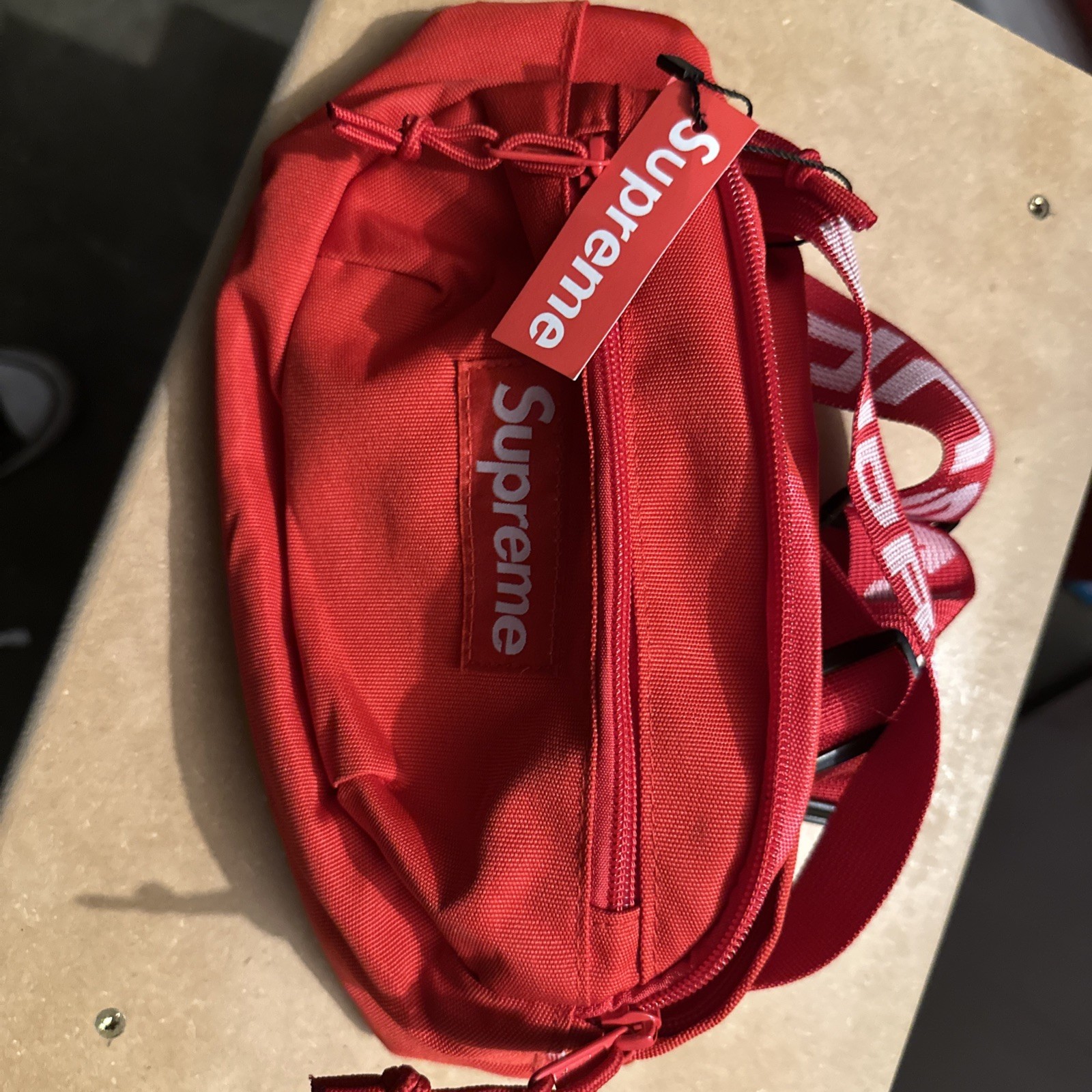 Supreme Waist Bag Authentic SS18 Red Fanny Pack Rare Box Logo Jacquard Strap