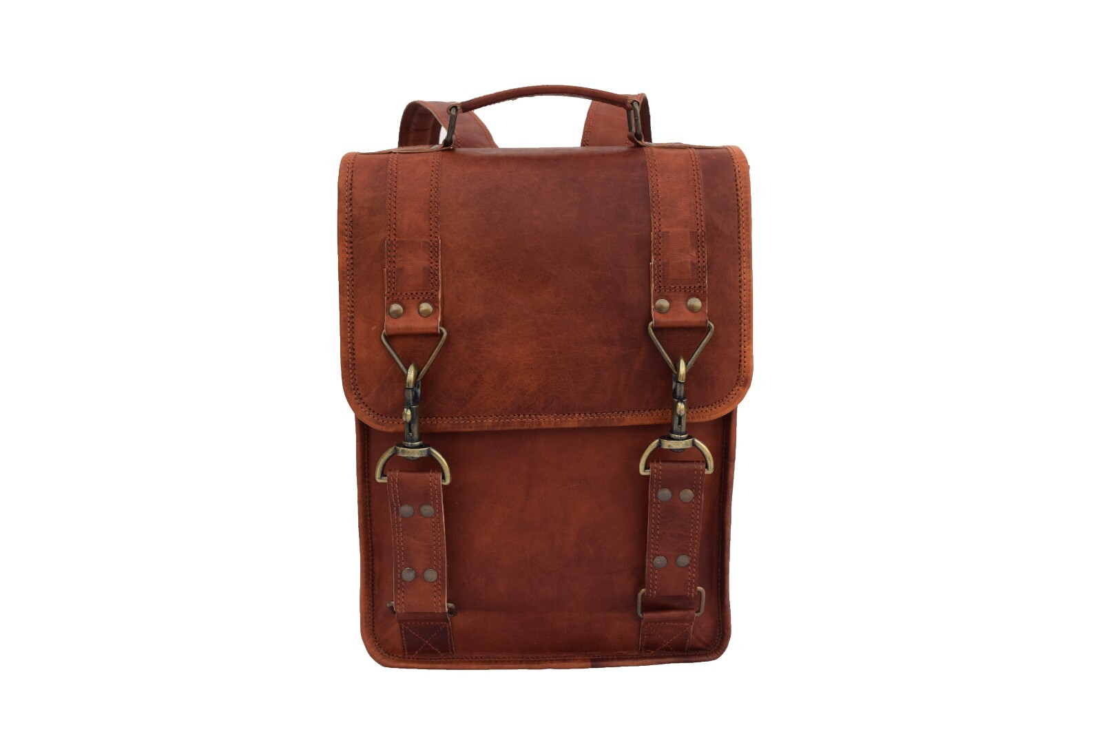 14 In Real Leather Backpack Shoulder Bag Laptop Rucksack Office School Handbags