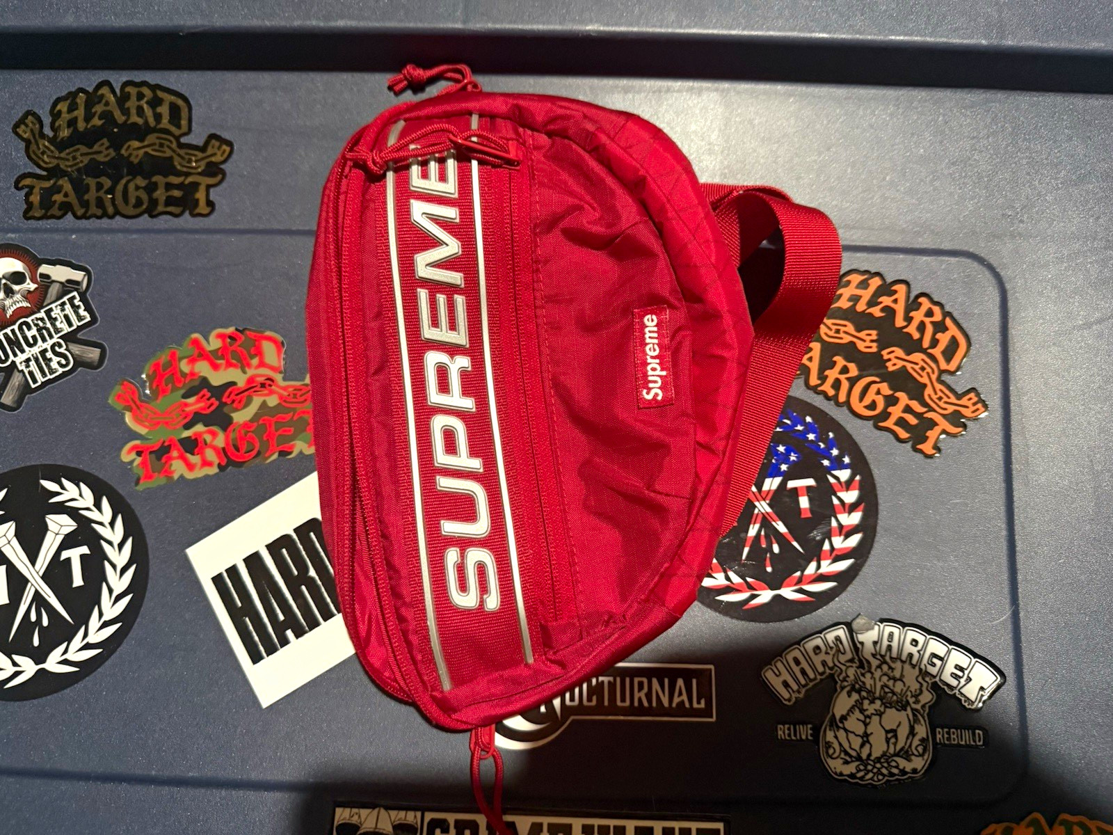 Supreme Red Waist Bag Fanny Pack Belt Bag Zip Closure Adjustable Strap Unisex