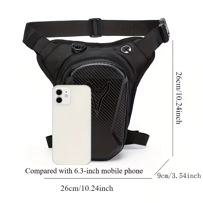 Motorcycle Drop Leg Bag Hard Shell Thigh Waist Pack Rider Storage Black