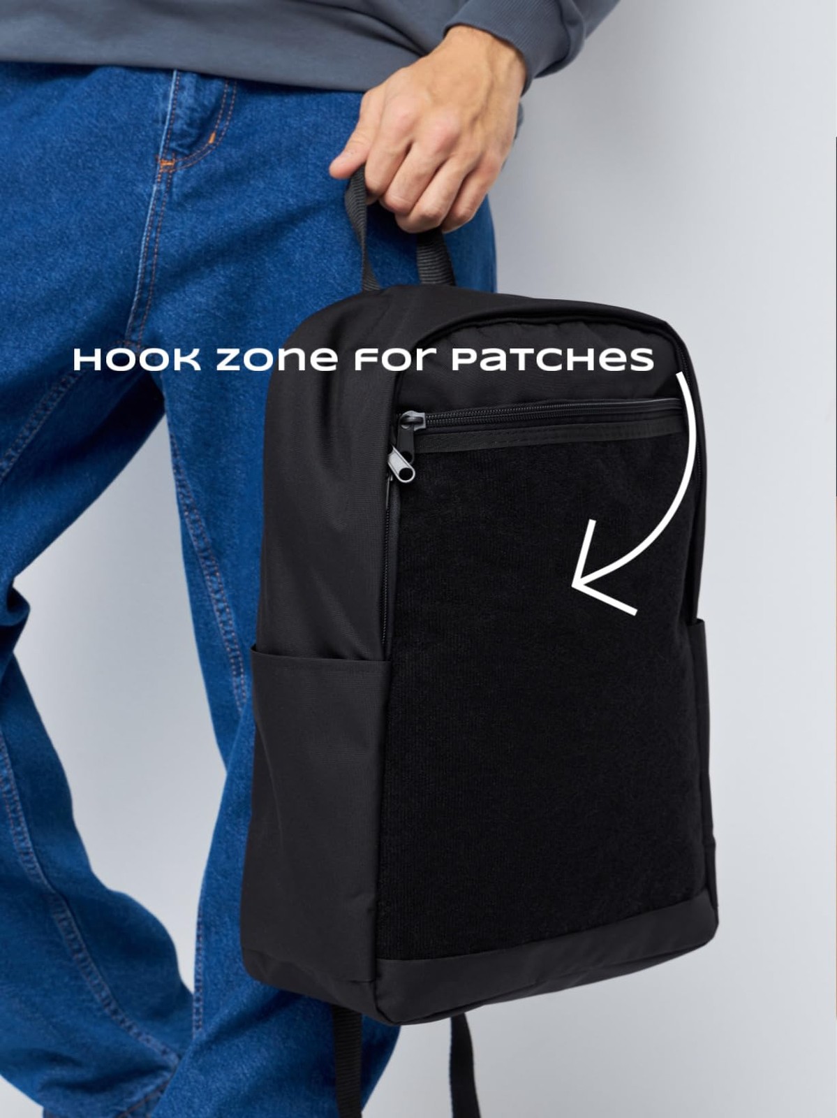 Unisex Large Black Backpack with Sticker & Patches Area, Ideal for Laptop, Tr…