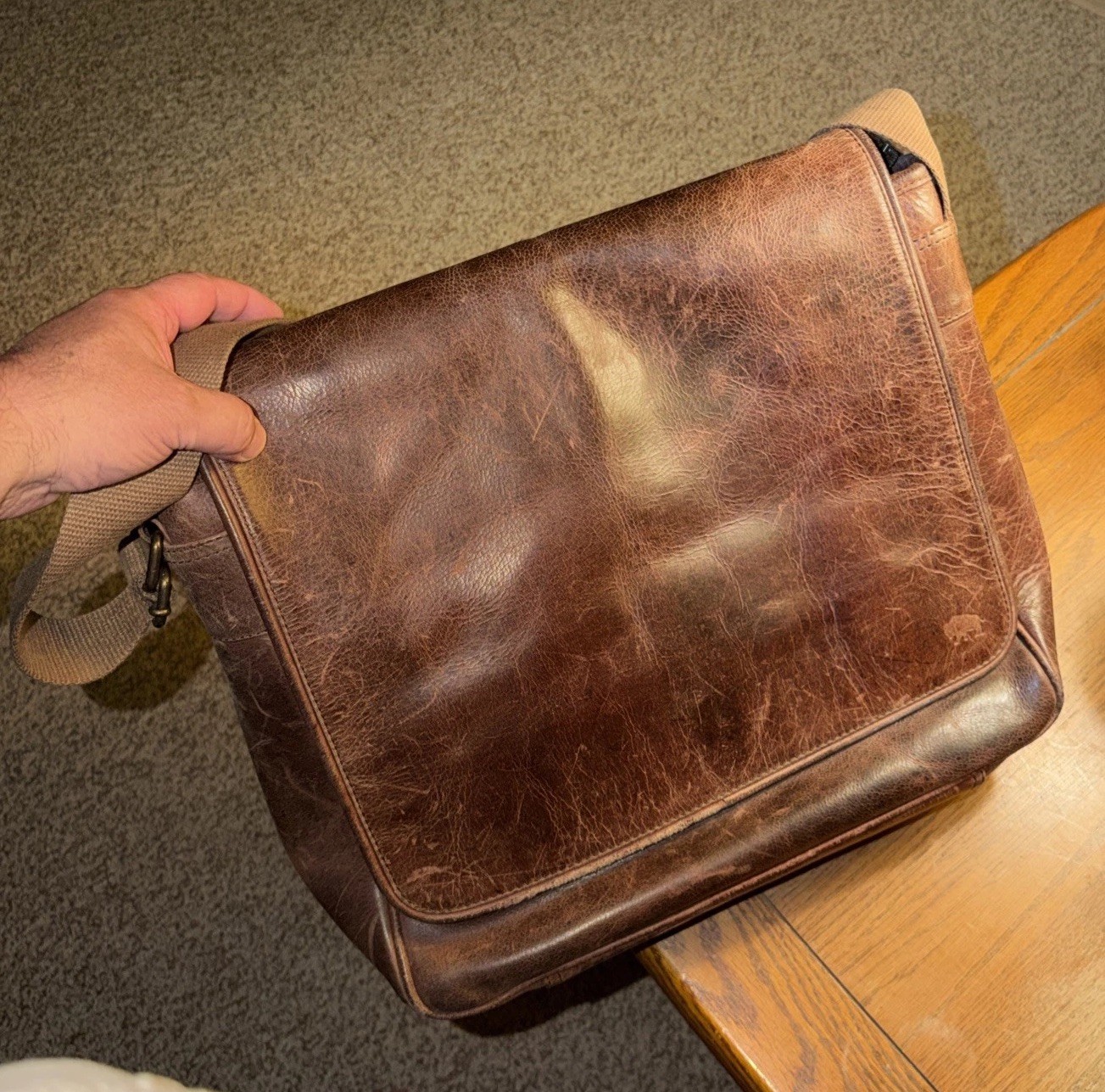 LEATHER MESSENGER BAG w/SHOULDER STRAP – BUFFALO JACKSON TRADING CO. ROOSEVELT