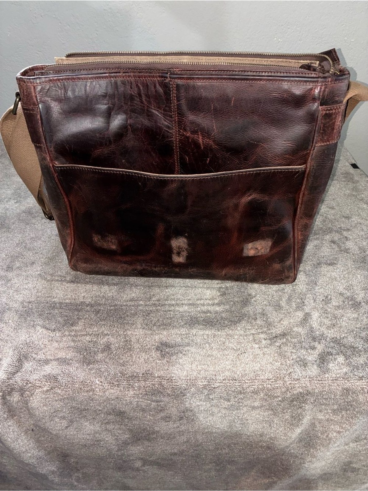 ROOSEVELT Buffalo Jackson Leather Satchel Messenger Bag Full Grain Distressed