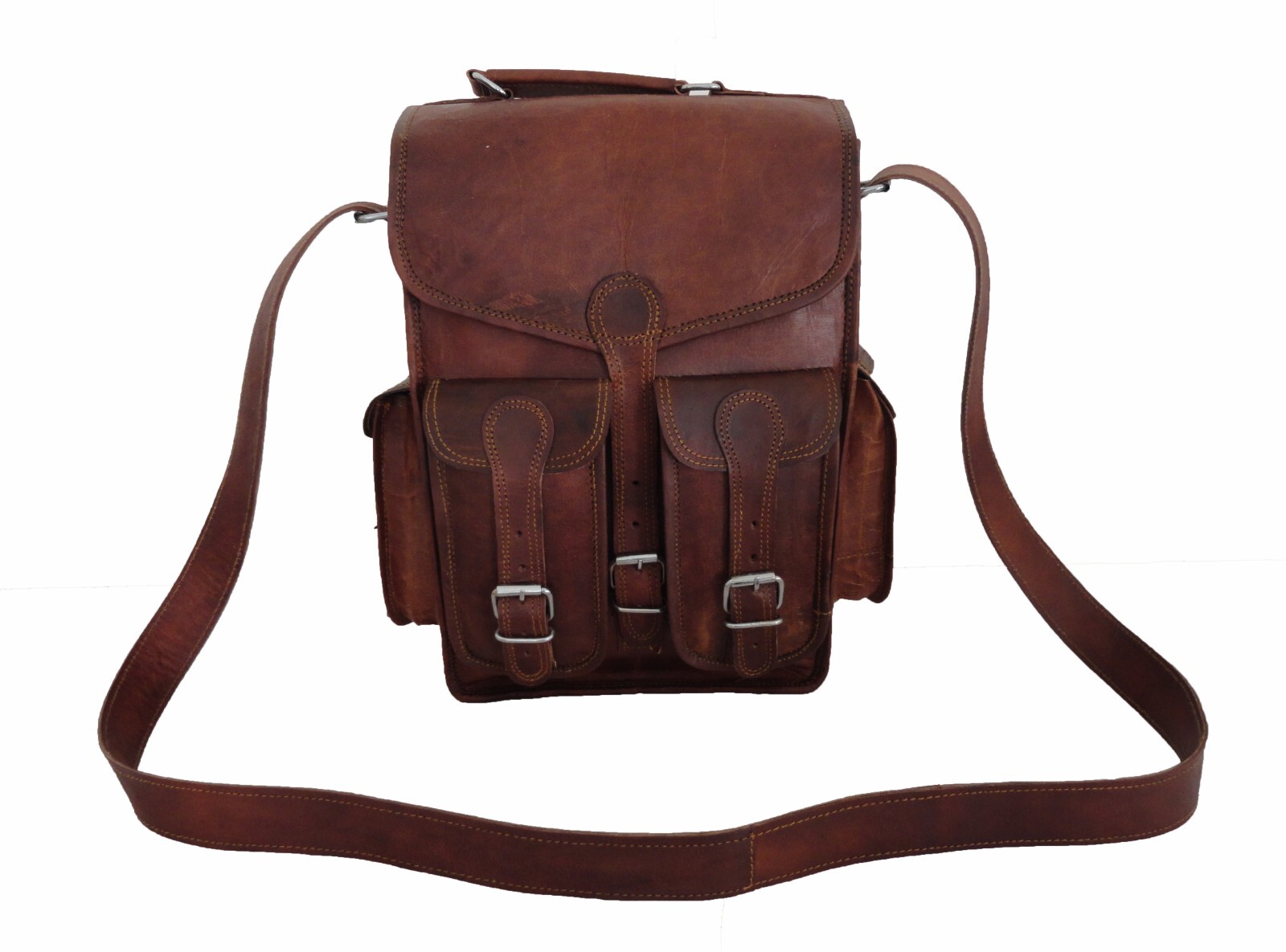 11″ Leather Backpack Convertibe Messenger Bag iPad/Tab Satchel Rucksack Shoulder