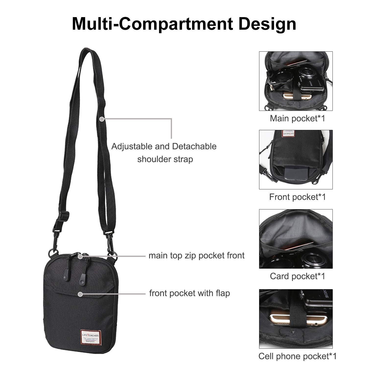 Small Crossbody Bag for Men, Mini Shoulder Bag Mini Messenger Bag for Cell Ph…