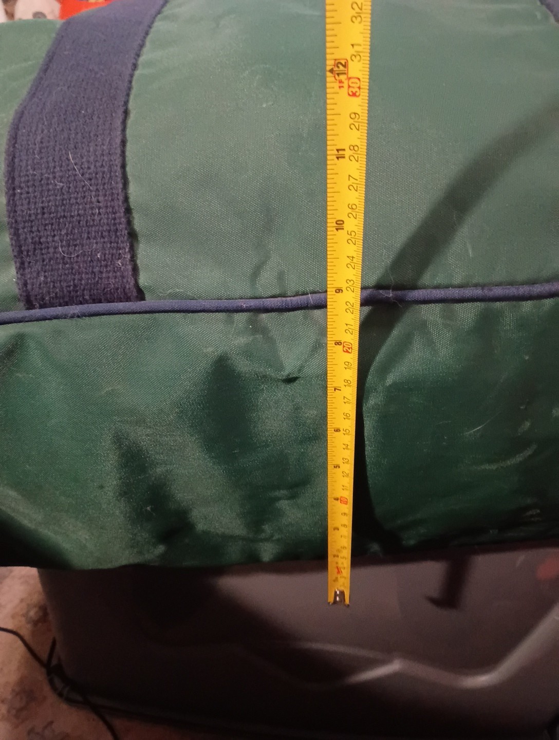 Vintage Lands End Lighthouse Duffle Bag Hunter Green Rare Large Zip Top