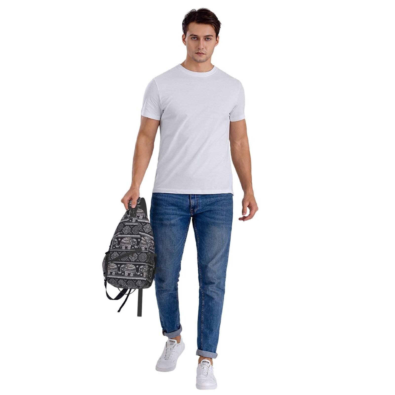 Boho Elephants Sling Backpack Unisex Crossbody Chest Bag Shoulder Chest Bag F…