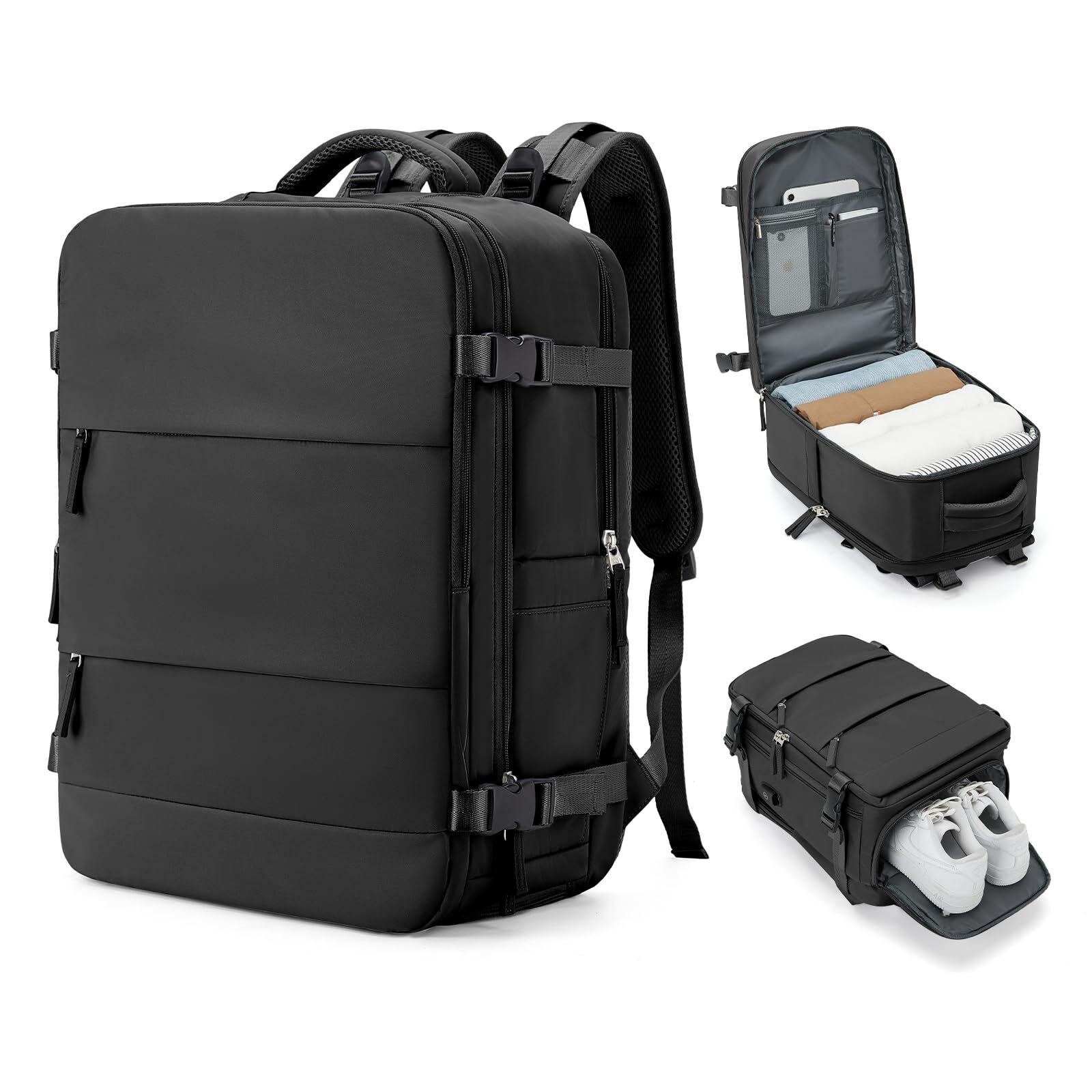 Travel Backpack Carry On for Women Man Black Gym Backpack with Laptop Compart…