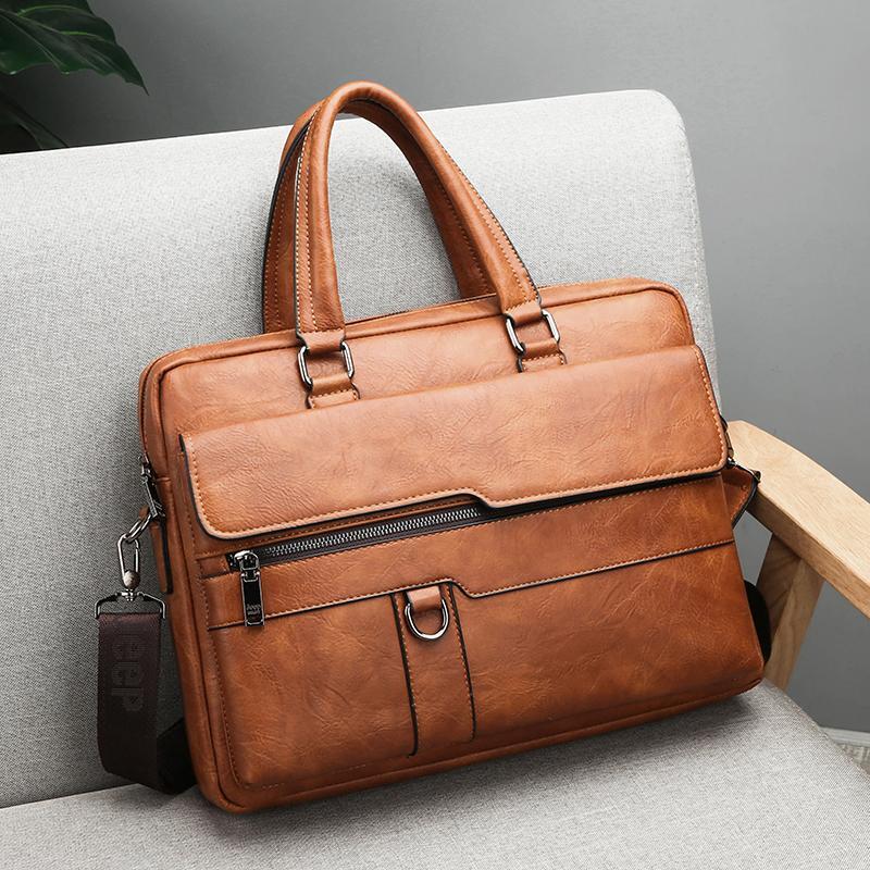 Multiple Pockets Briefcase Men’s Large Capacity Office Business Laptop Handbags