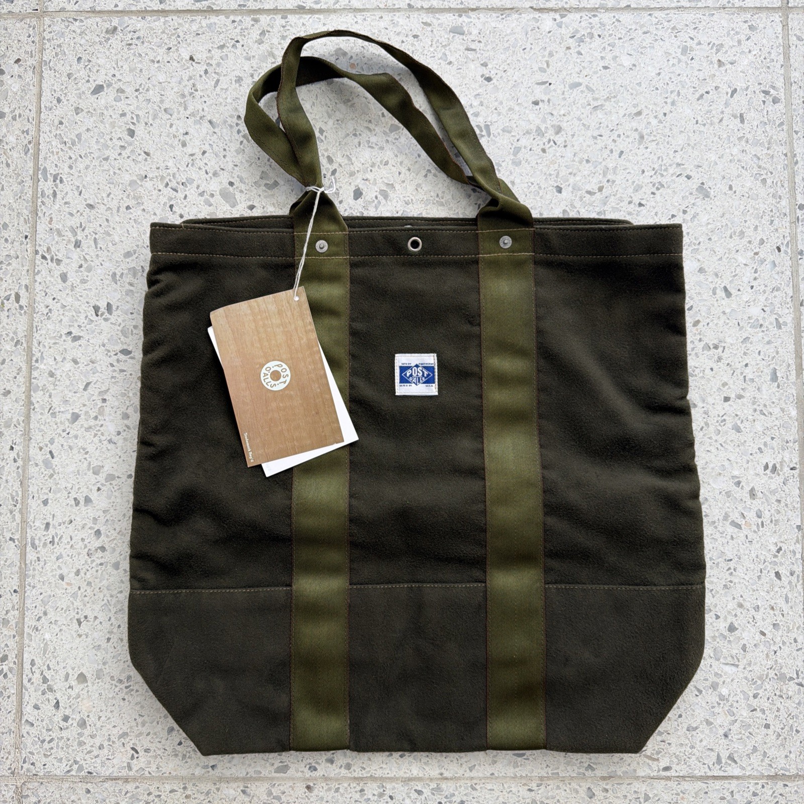 Post Overalls – Green Moleskin Tote Bag Made In USA DEADSTOCK