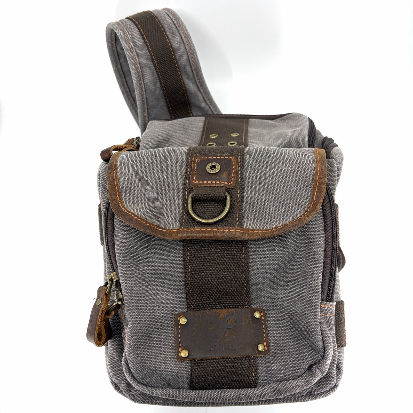 SOAEON Canvas Adjustable One Strap Retro Camera Bag Gray Brown Vintage Style